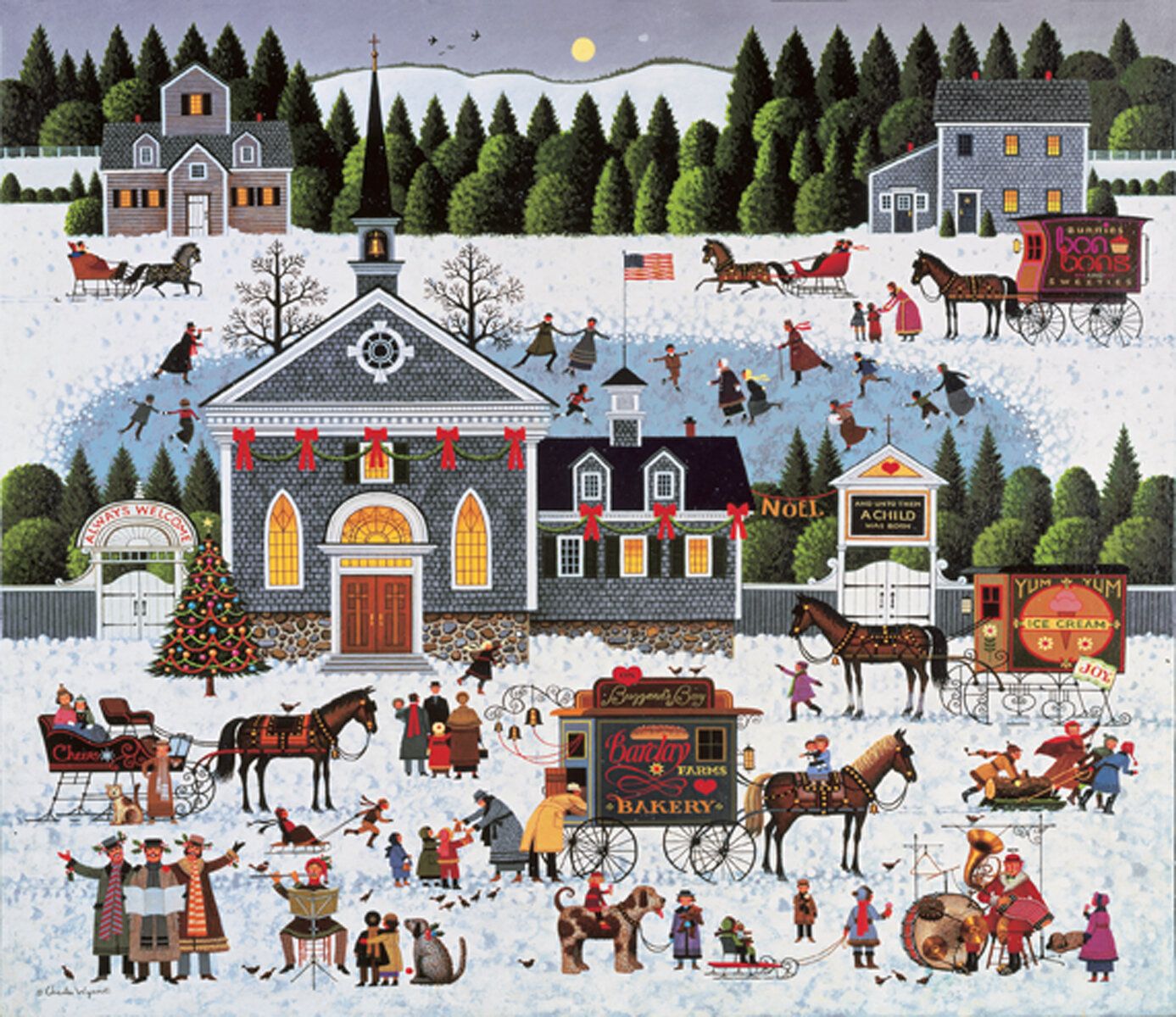 HadleyHouseCo 'Churchyard Christmas' by Charles Wysocki Painting Print