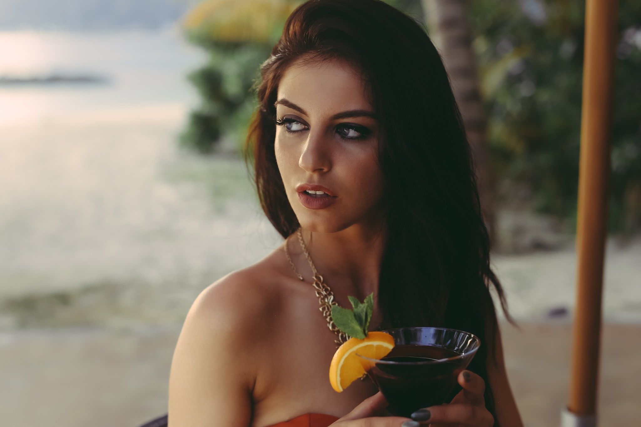 Aurela Skandaj, Women, Model, Face, Portrait, Looking Away Wallpaper HD / Desktop and Mobile Background