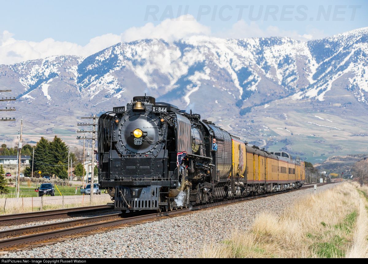 RailPicture.Net Photo: UP 844 Union Pacific Steam 4 8 4 At Pocatello, Idaho By Russell Watson. Union Pacific Railroad, Union Pacific Heritage Train