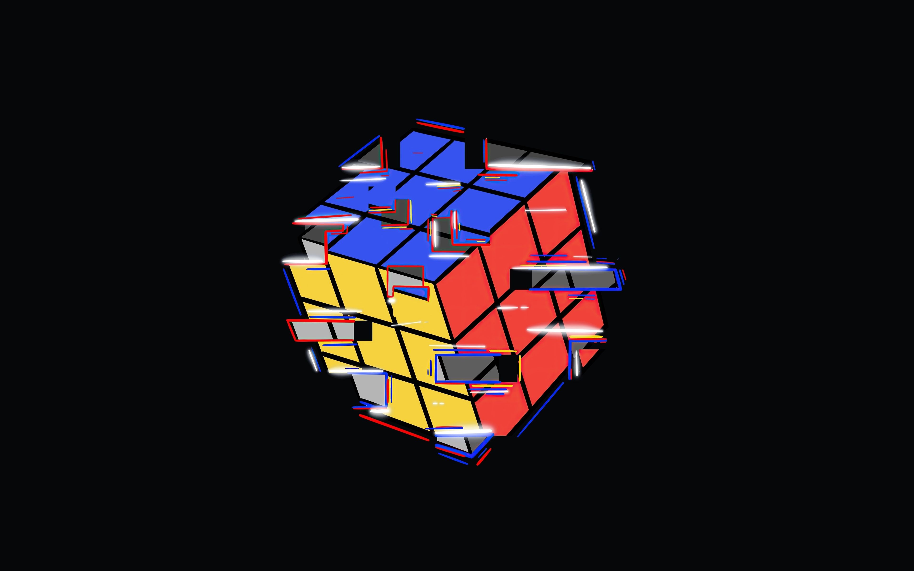 Download 3840x2400 wallpaper rubik cube, colorful, abstract, dark, 4k, ultra HD 16: widescreen, 3840x2400 HD image, background, 25743