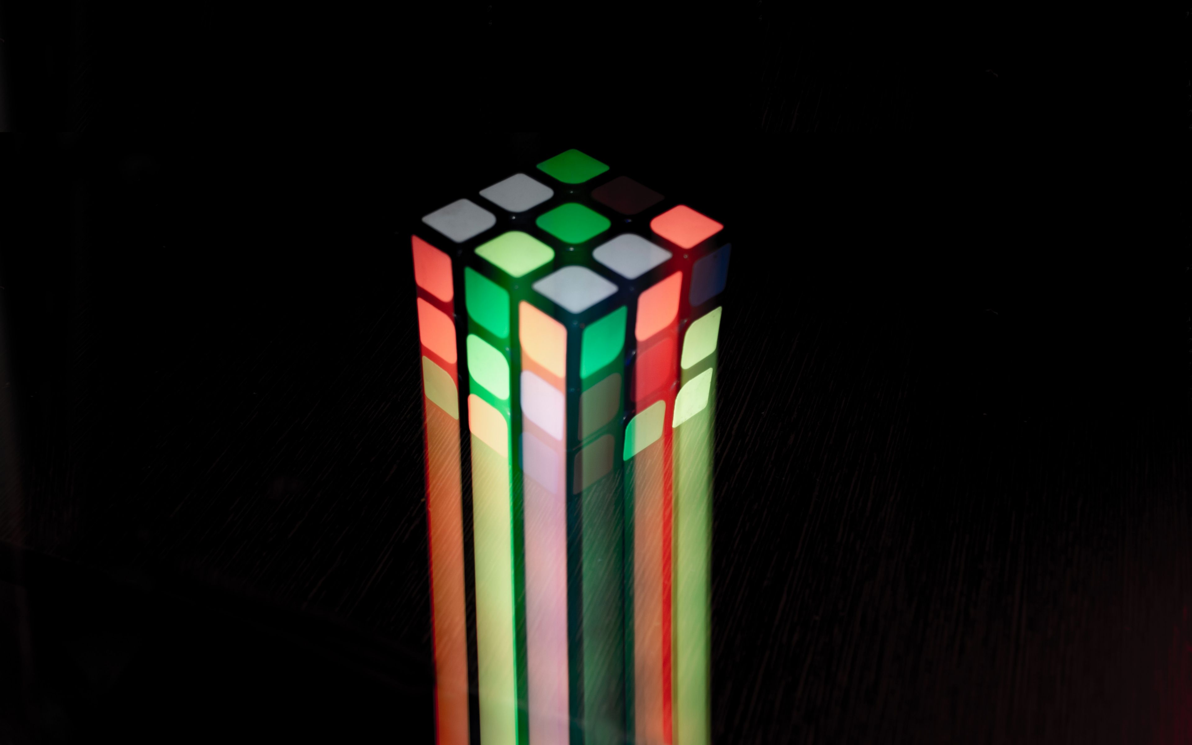 Download Rubik's cube, light trail, colorful wallpaper, 3840x 4K Ultra HD 16: Widescreen