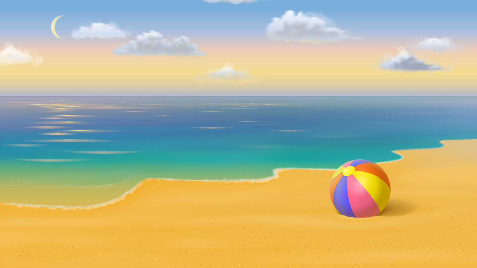 Beach Background With Beach Ball