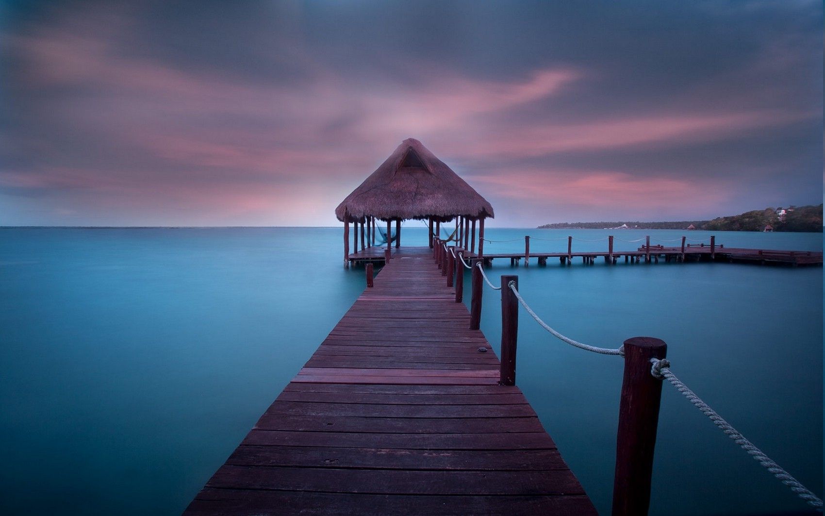 Wallpaper, landscape, sunset, sea, water, nature, sky, clouds, beach, sunrise, calm, evening, morning, horizon, tropical, turquoise, summer, pier, dock, dusk, walkway, Caribbean, hammocks, cloud, dawn, ocean, vacations, computer wallpaper, 1700x1063 px