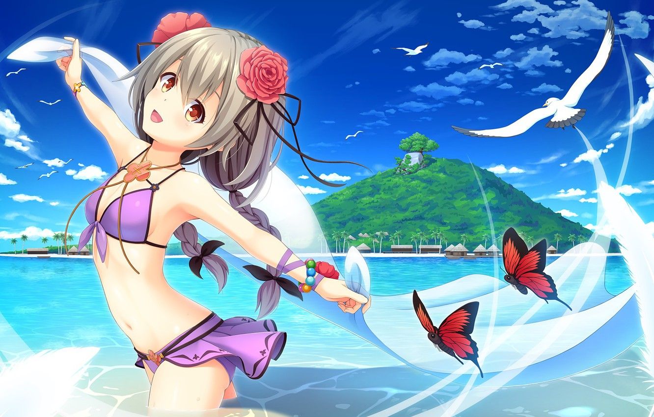 Wallpaper Sea, Girl, Summer, Swimsuit, Erin, Would Saga image for desktop, section сэйнэн