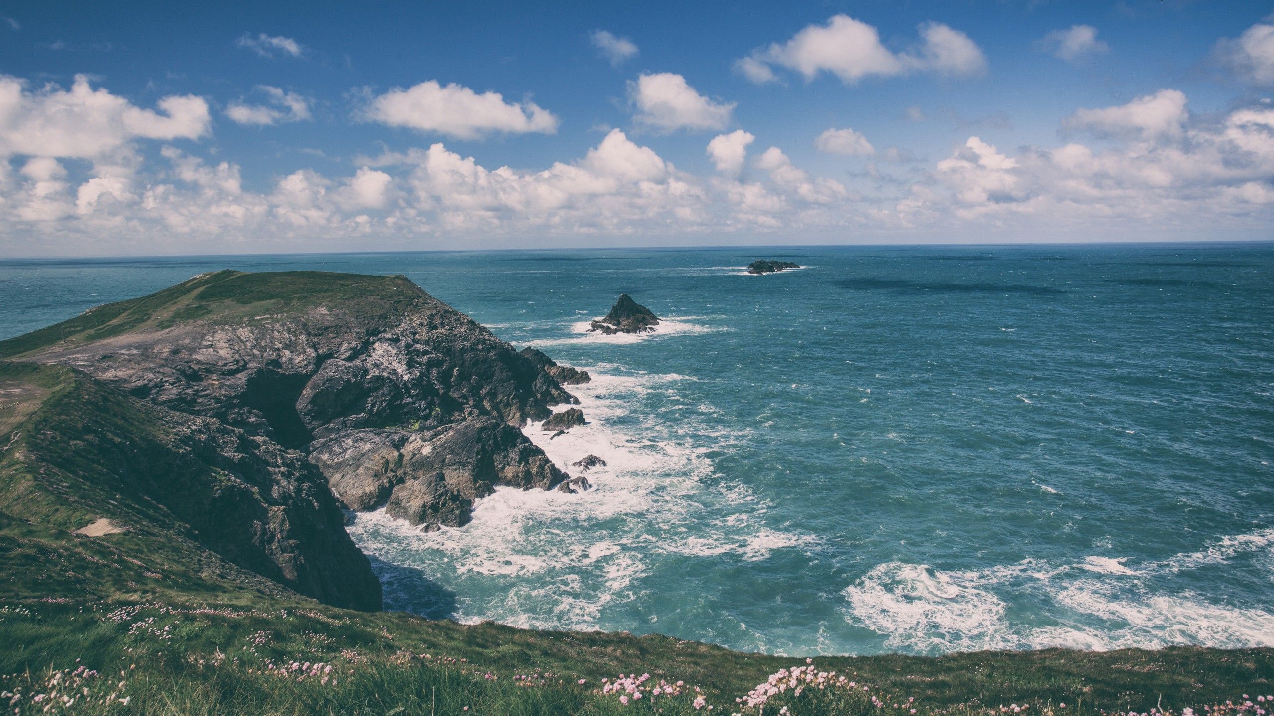 Wallpaper Cornwall, 5k, 4k wallpaper, England, coastline, rocks, sky, clouds, Nature