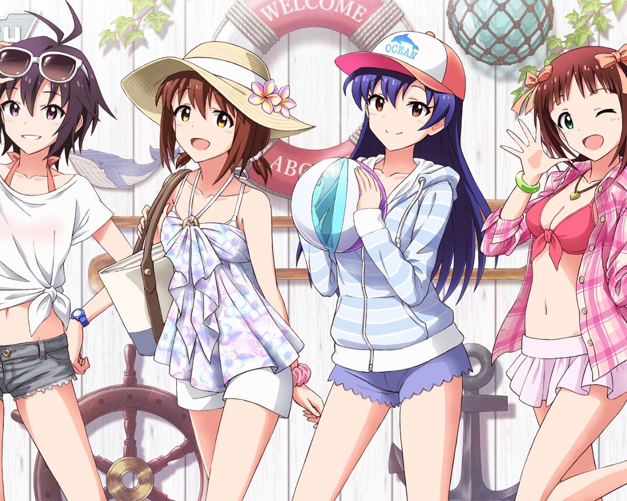 Desktop Wallpaper Cute Anime Girls, Summer, Fun, HD Image, Picture, Background, 296943