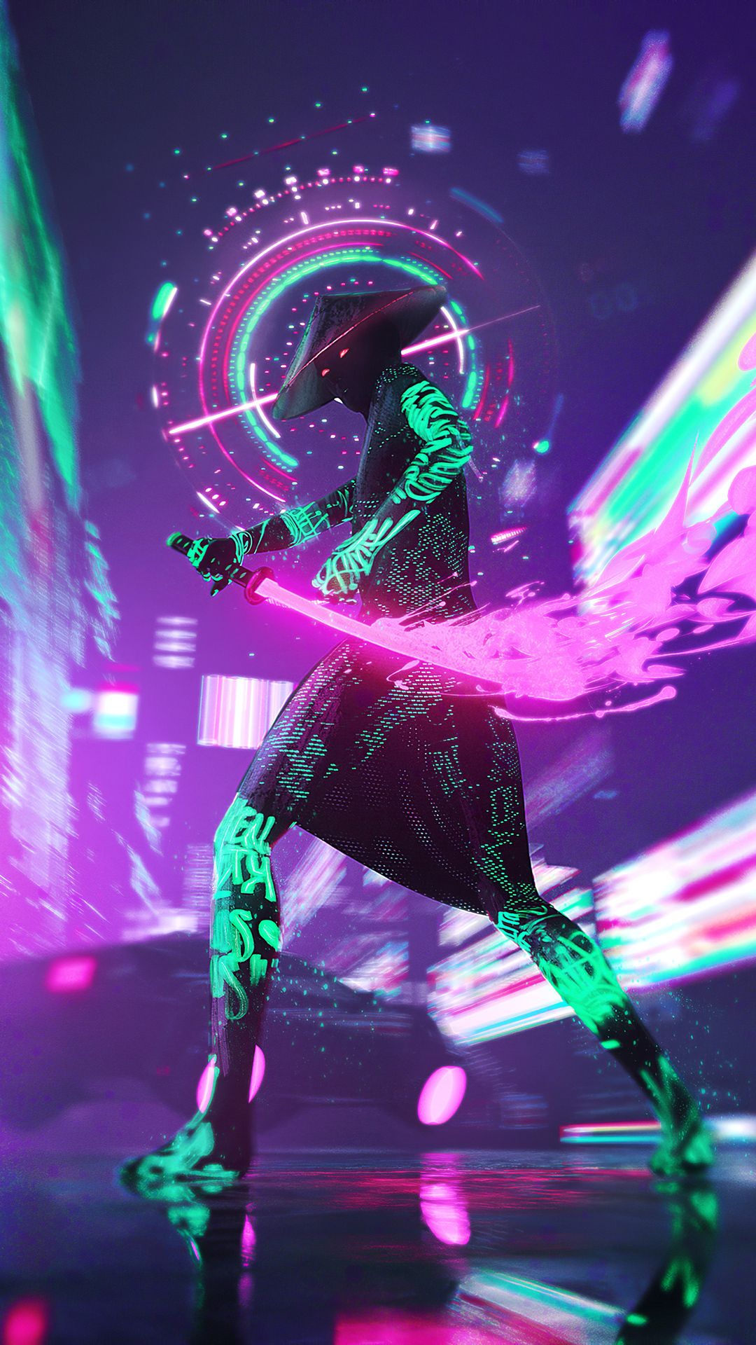Cyberpunk Neon With Sword 4k iPhone 6s, 6 Plus, Pixel xl , One Plus 3t, 5 HD 4k Wallpaper, Image, Background, Photo and Picture