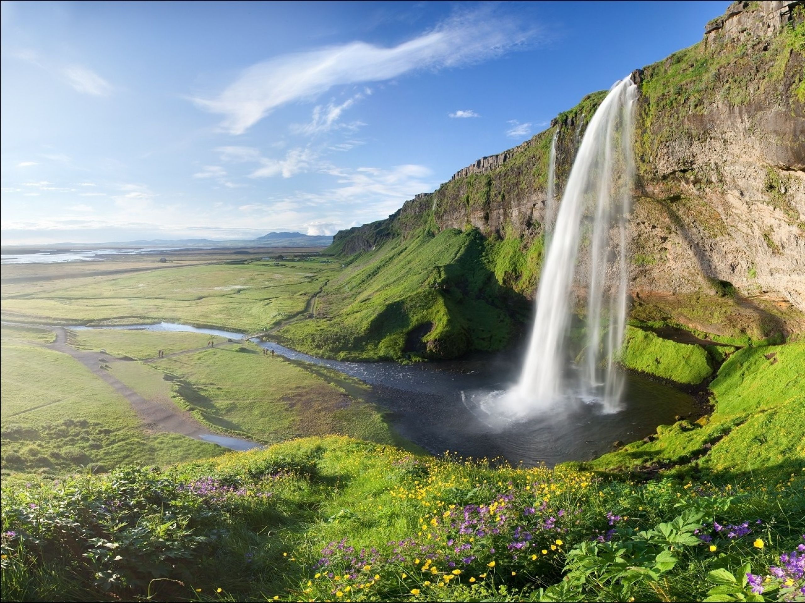 Summer Valley Cliff Waterfall wallpaper. Summer Valley Cliff Waterfall