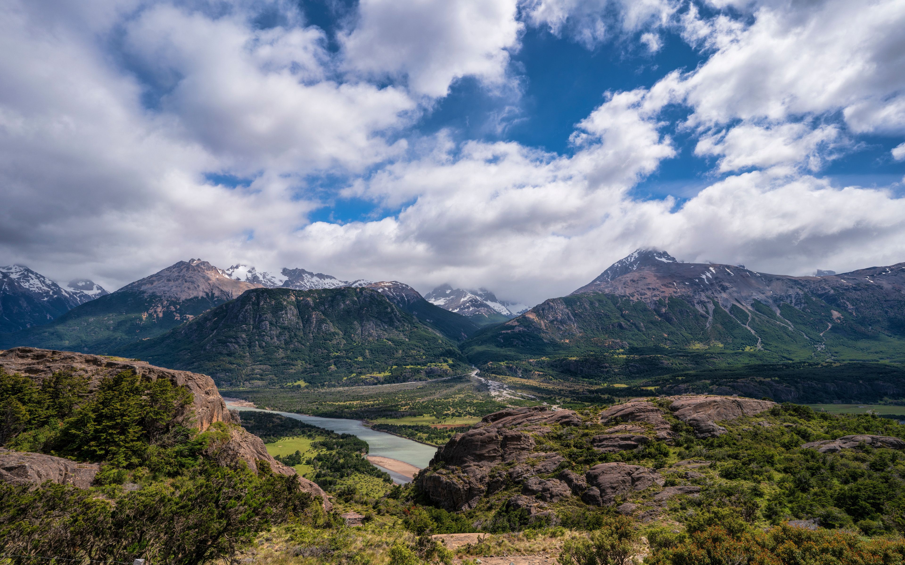 Download wallpaper Aysen, 4k, summer, valley, mountains, Chile, South America, beautiful nature for desktop with resolution 3840x2400. High Quality HD picture wallpaper