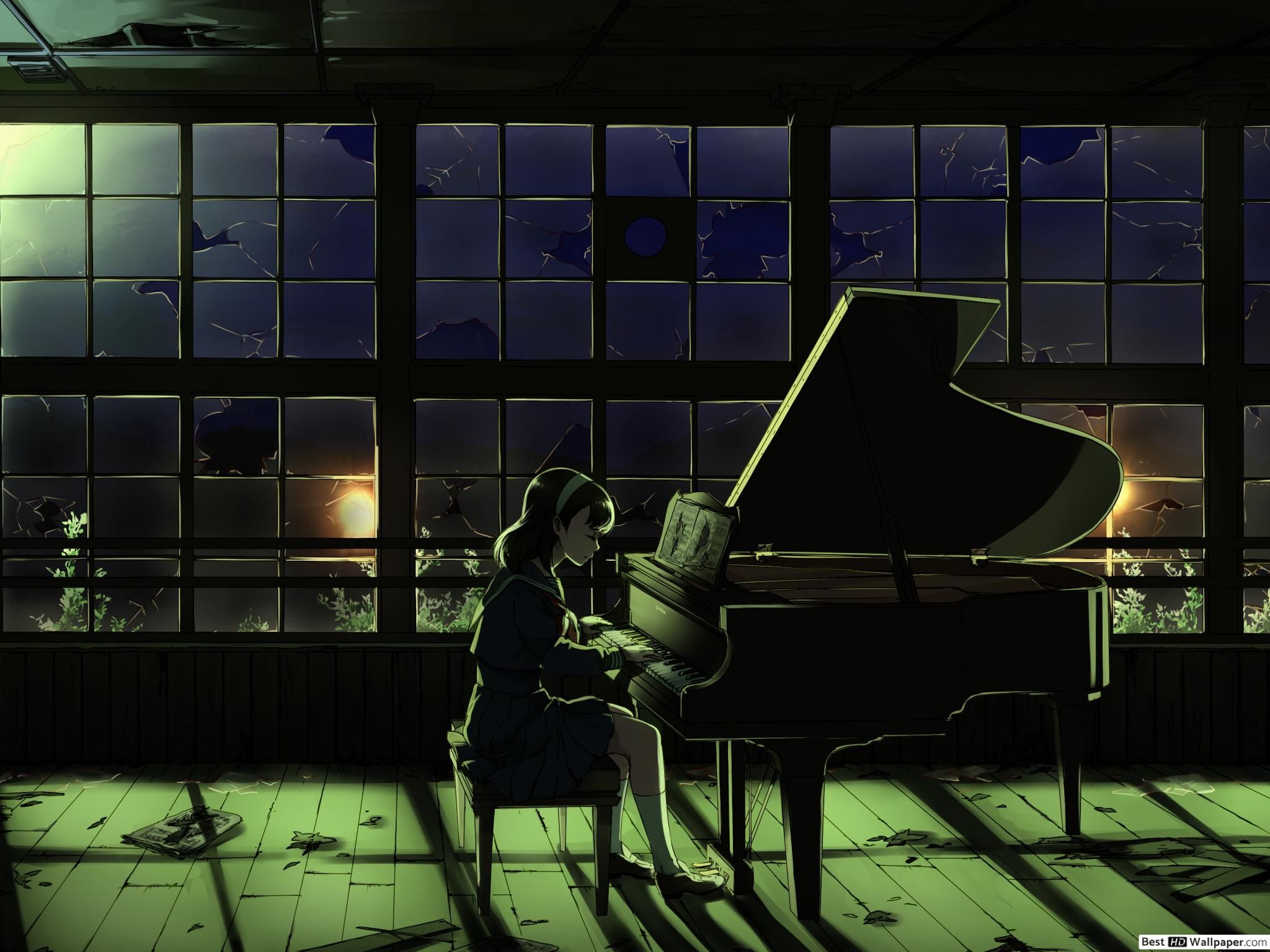 Girl playing the piano HD wallpaper download
