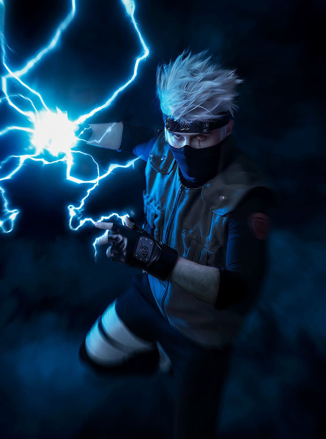 Wallpaper, Hatake Kakashi, cosplay, men, mist, smoke, gray hair, Sergey Shetukhin 1100x1480