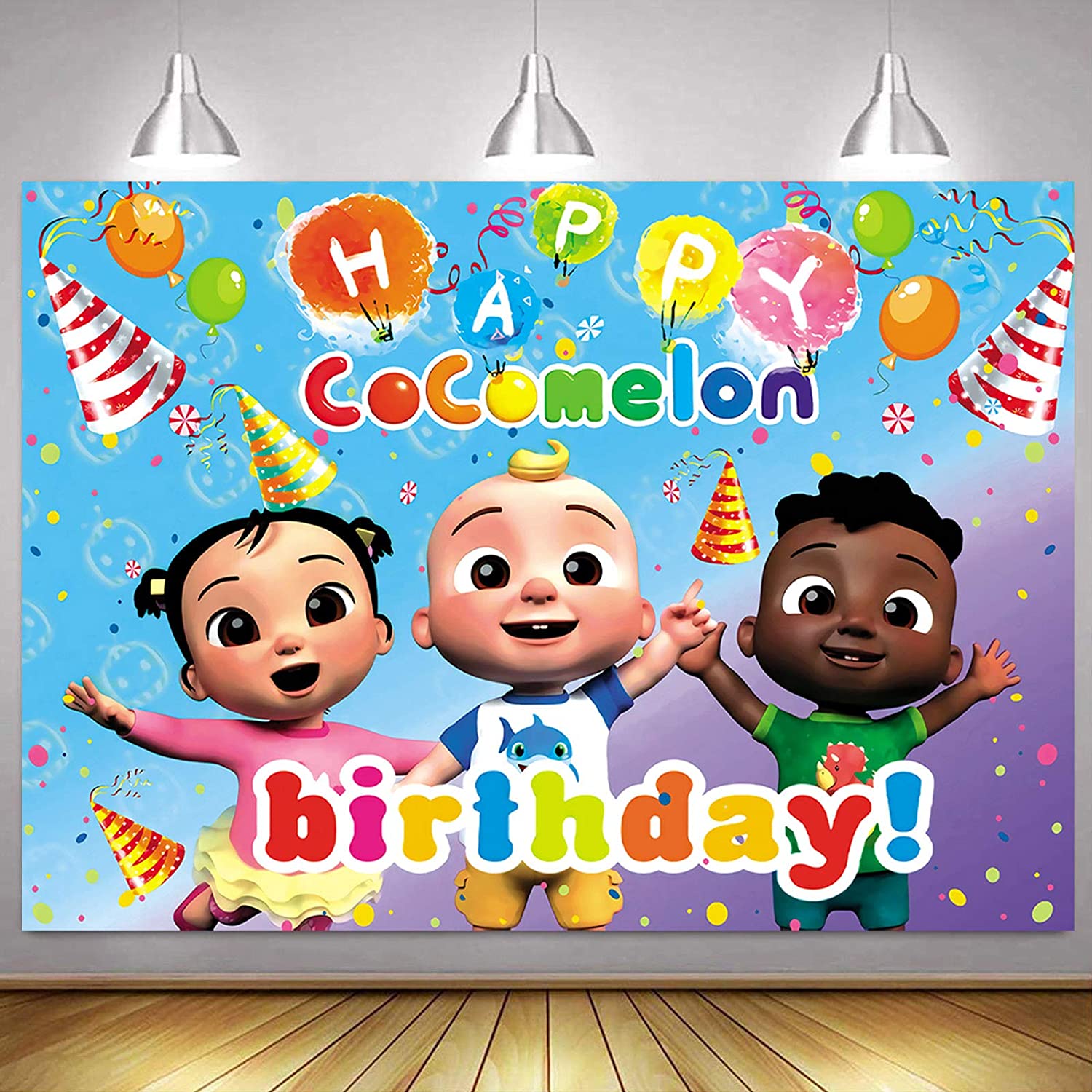 Lighting & Studio Cocomelon Backdrop for Kids Birthday Party Cartoon Cocomelon Family Theme Birthday Party Supplies for Girl cocomelon party decorations Backdrop Colorful Balloons Video Shooting Background Studio Props Video Studio