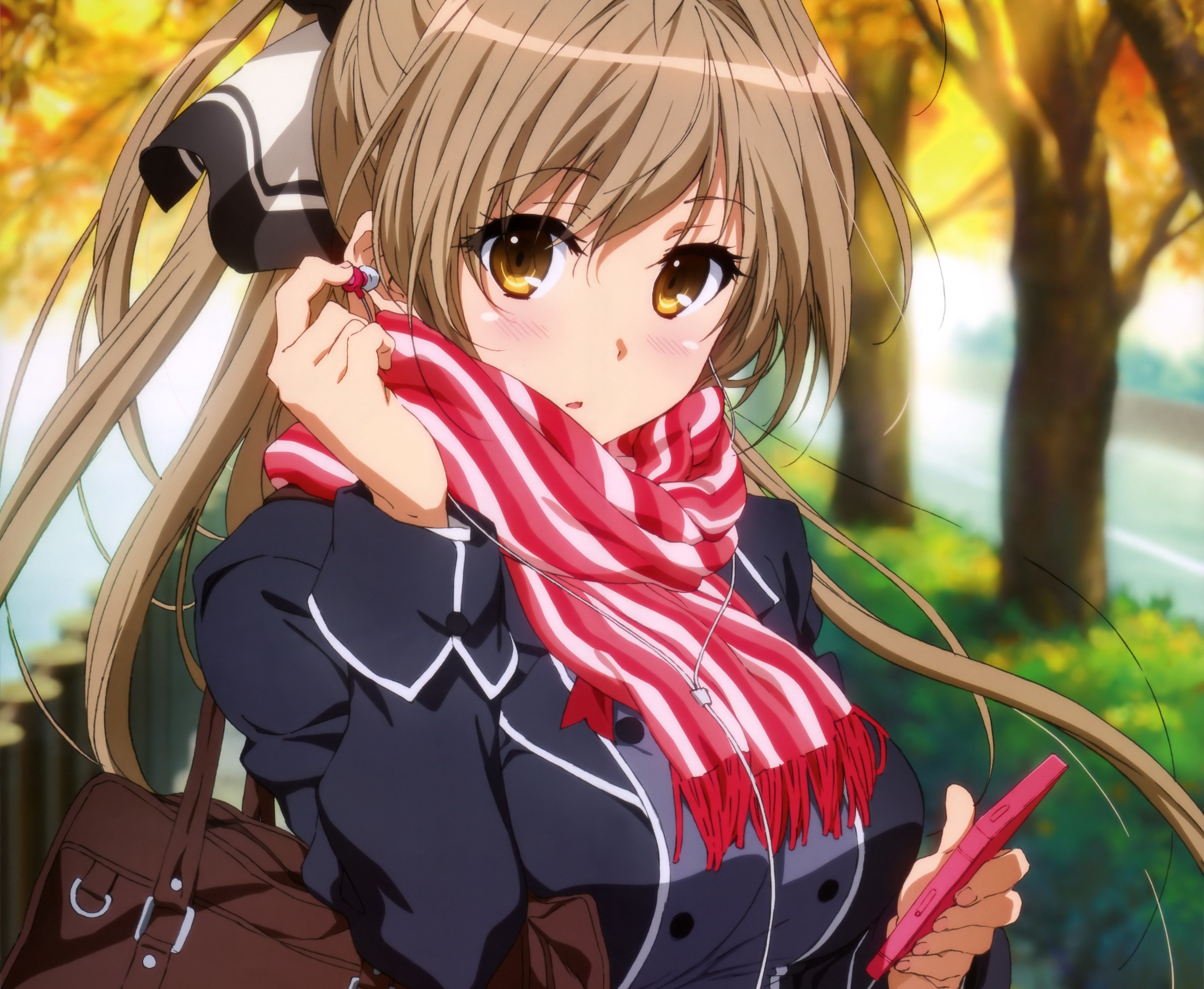 Wallpaper, Amagi Brilliant Park, Sento Isuzu, schoolgirl, headphones, wires 5030x4130