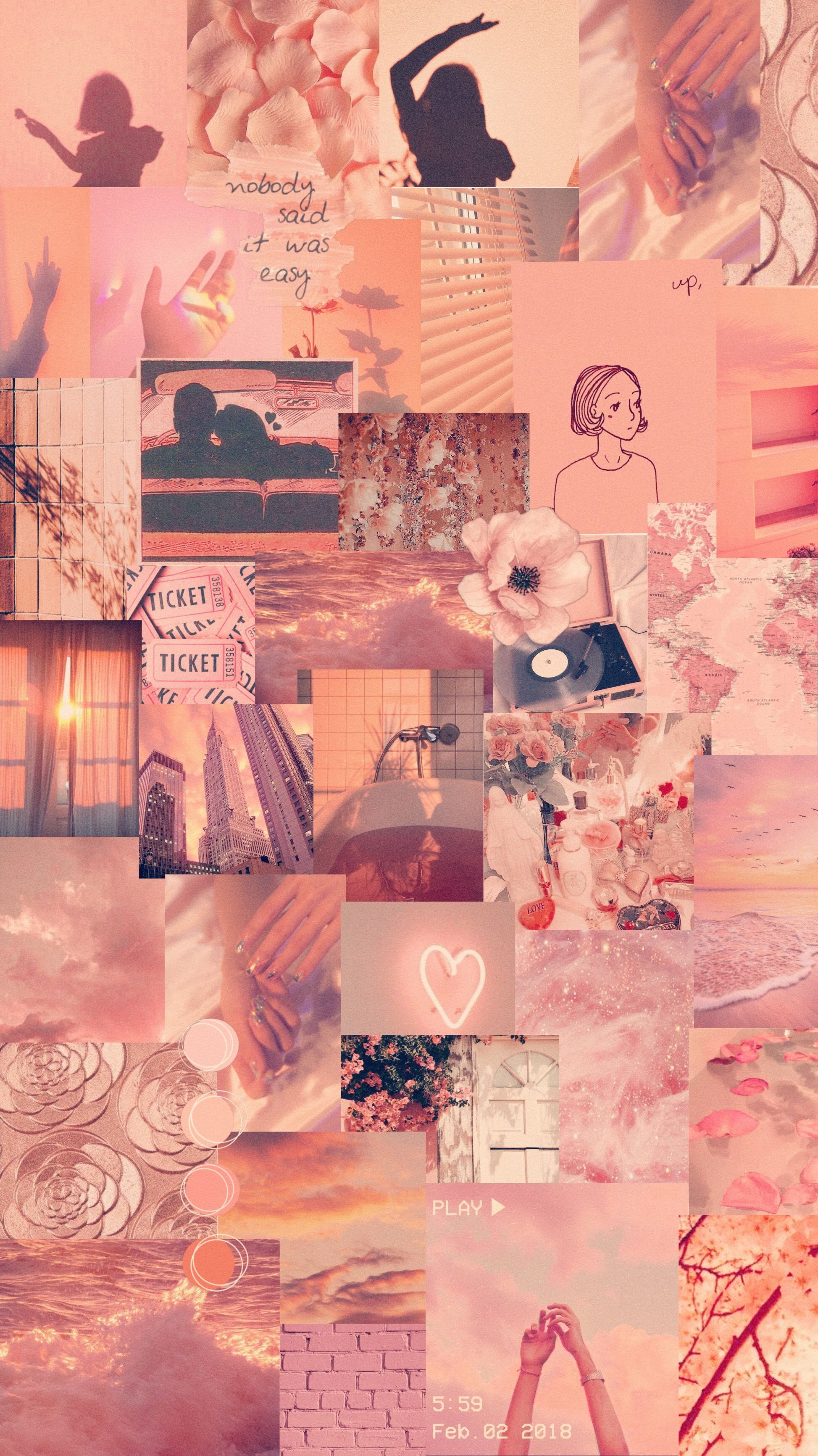 peach #retro #pink #collage #aesthetic #rosegold #travel #flower. iPhone wallpaper sky, Peach wallpaper, Travel collage
