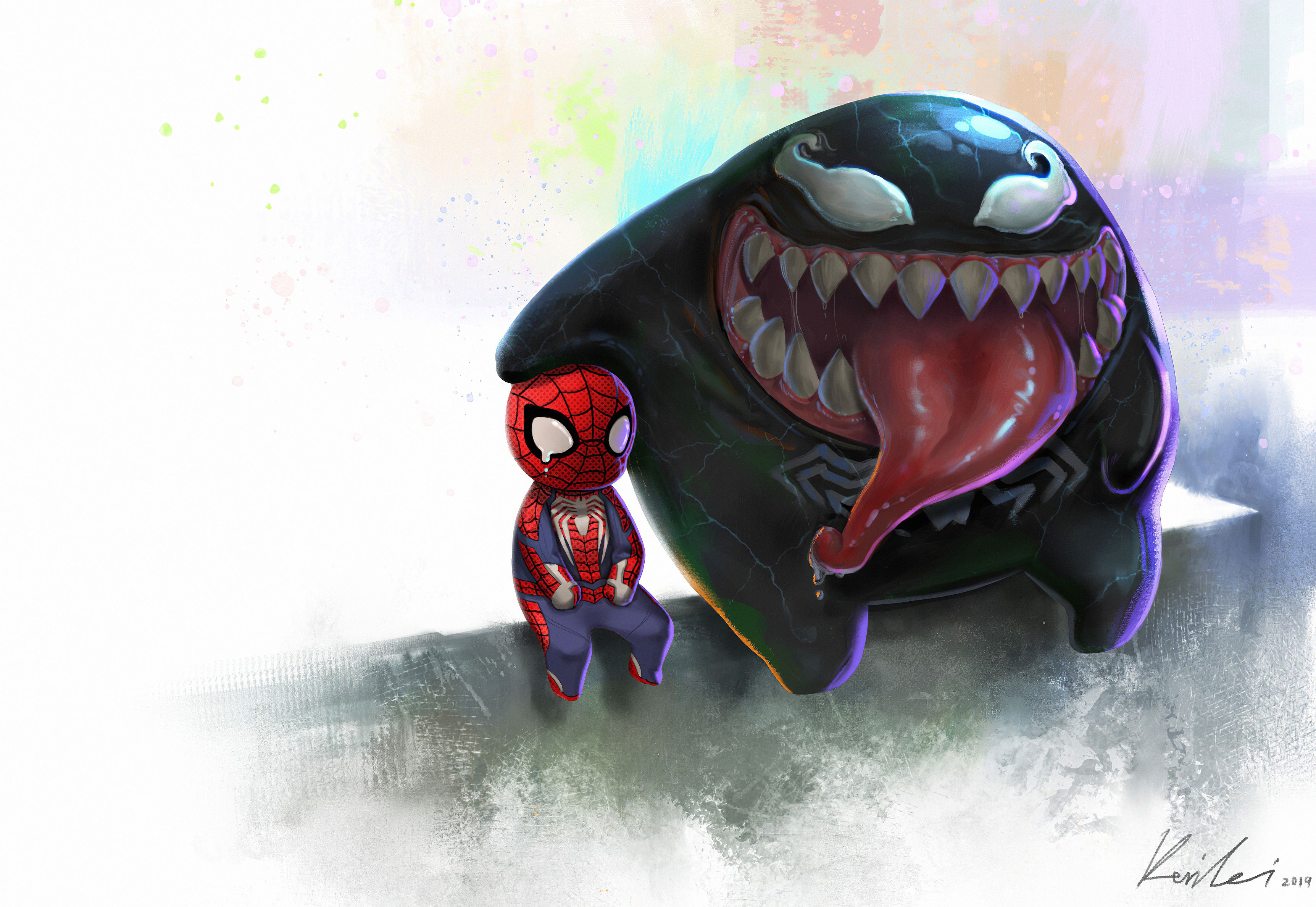 Spiderman And Venom 4k Chibi, HD Superheroes, 4k Wallpaper, Image, Background, Photo and Picture