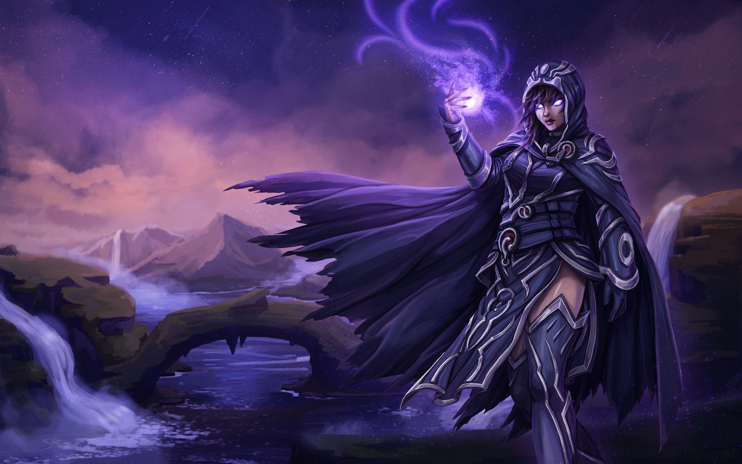 Wallpaper Fantasy girl, magic, river, night, art picture 3840x2160 UHD 4K Picture, Image