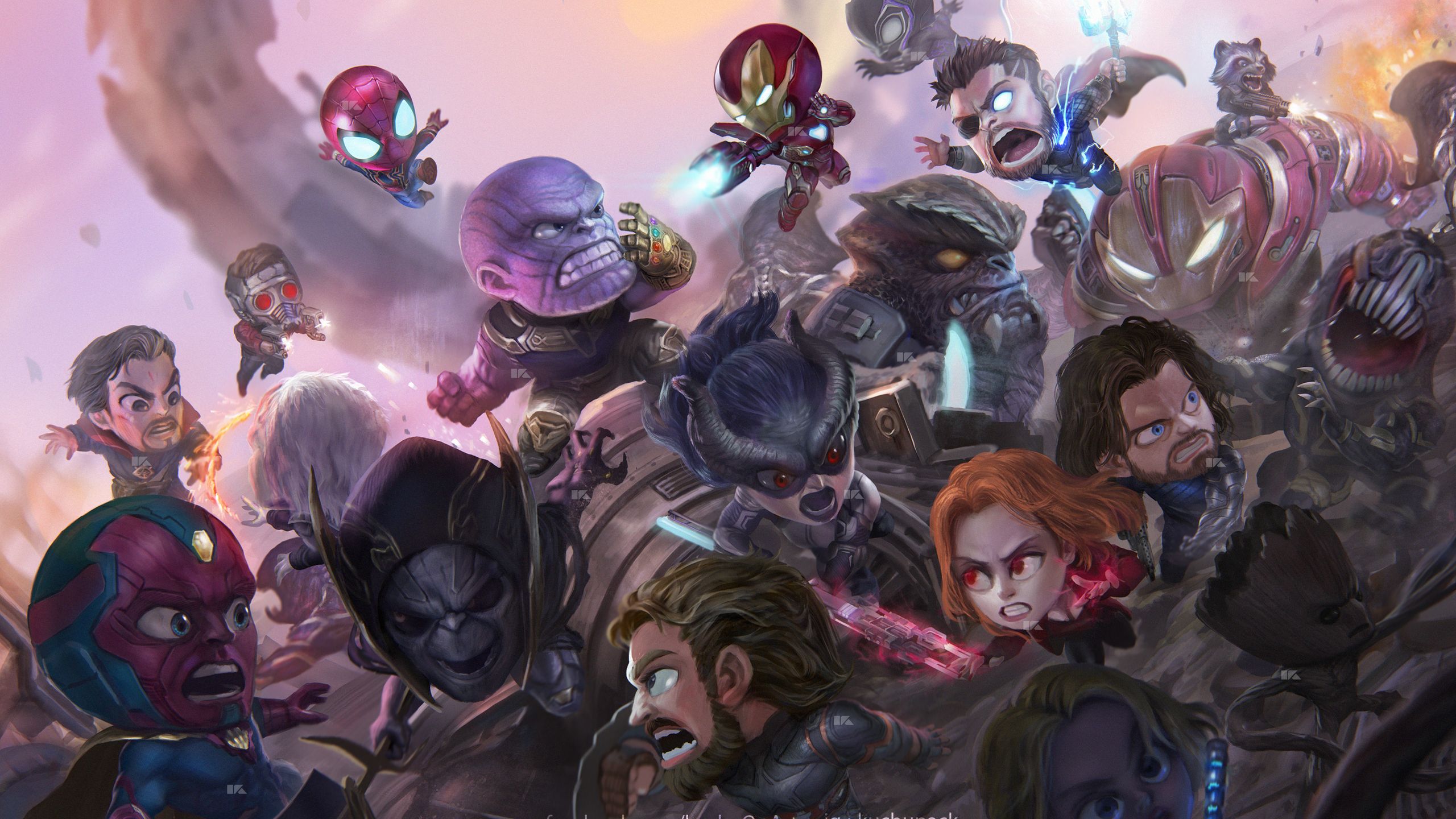 Chibi Avengers Infinity War 1440P Resolution HD 4k Wallpaper, Image, Background, Photo and Picture