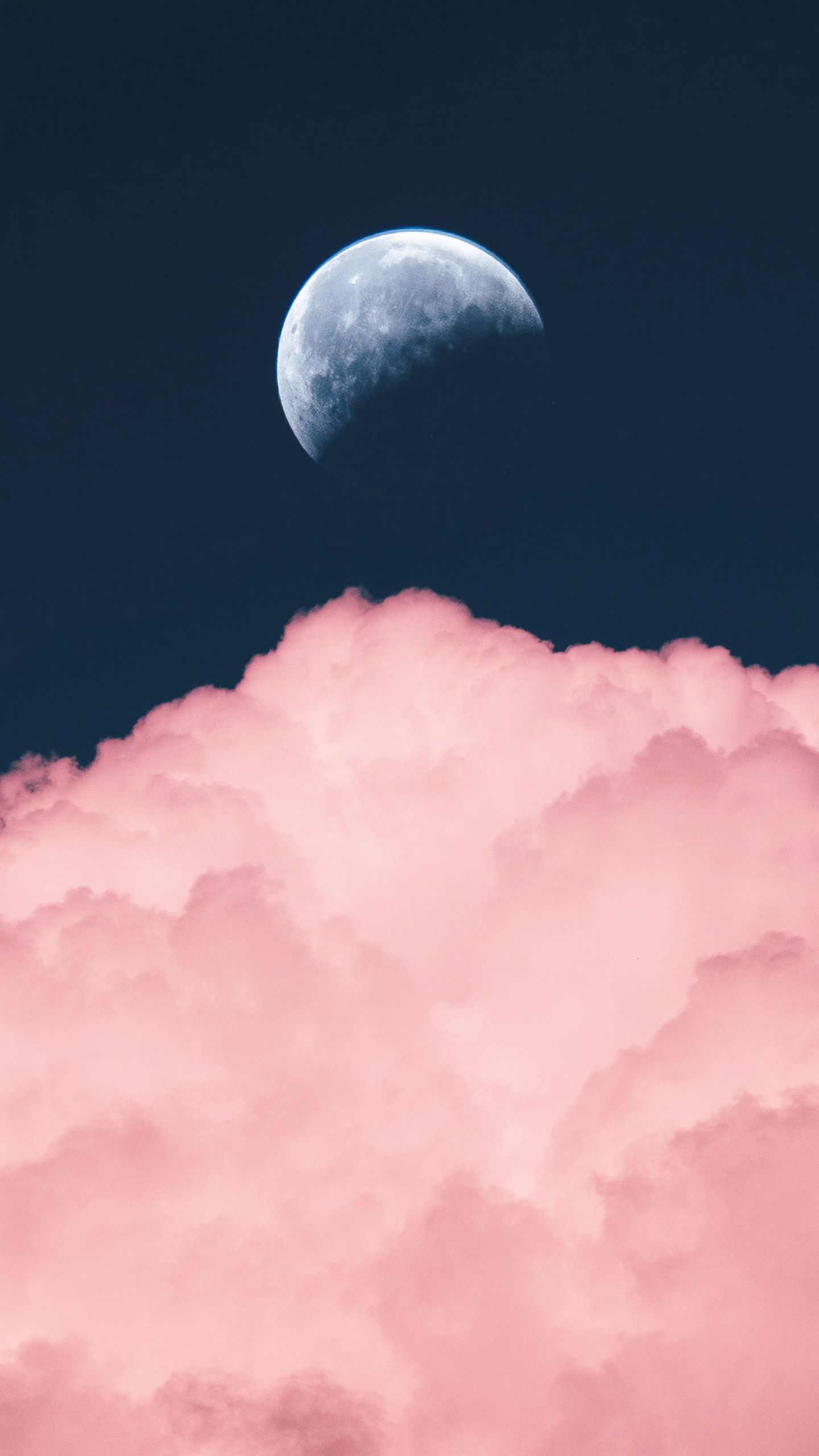 Download wallpaper 1440x2560 sky, moon, cloud, pink qhd samsung galaxy s s edge, note, lg g4 HD background