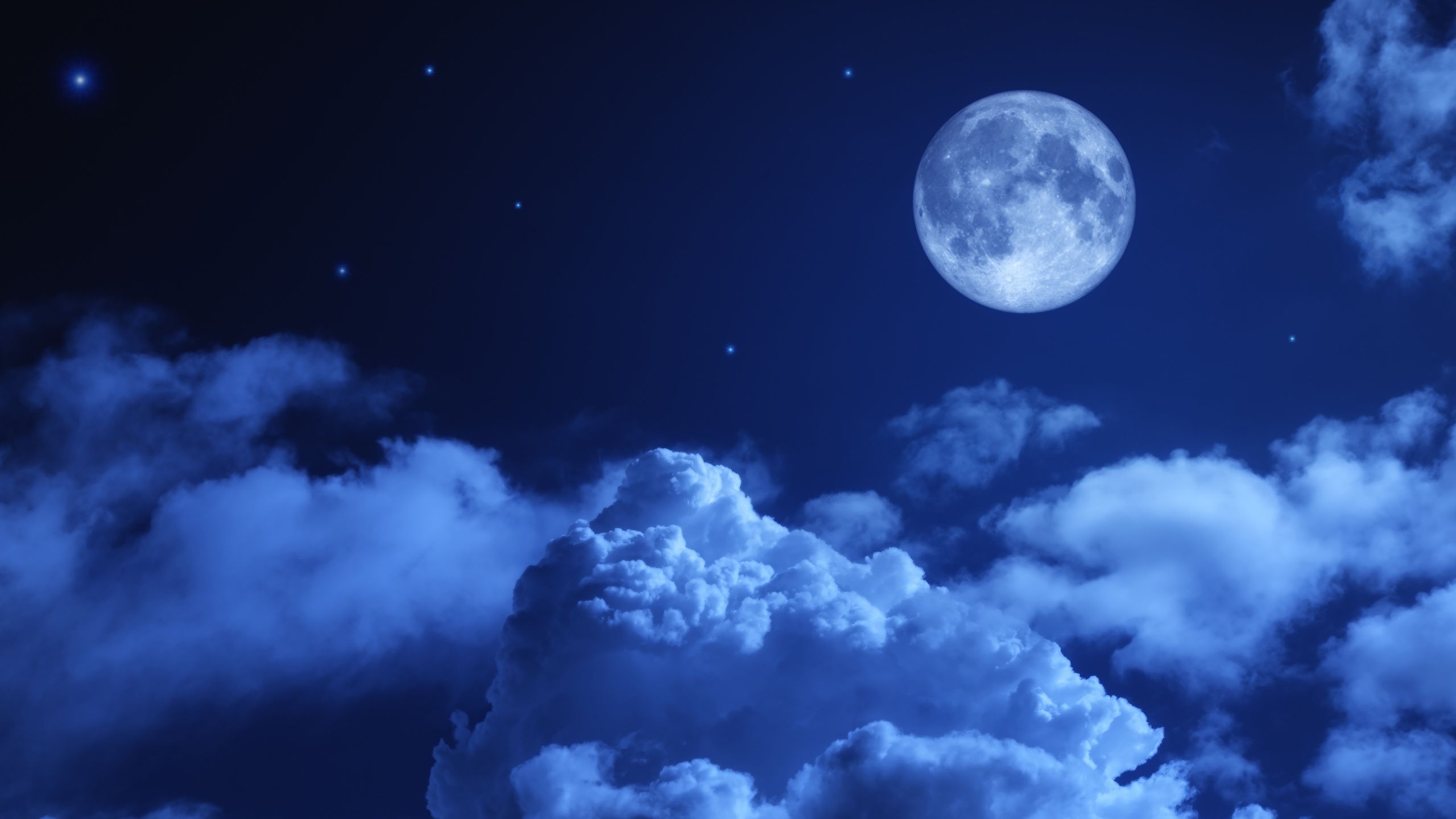 Picture Nature Sky Moon Night Clouds 2560x1440