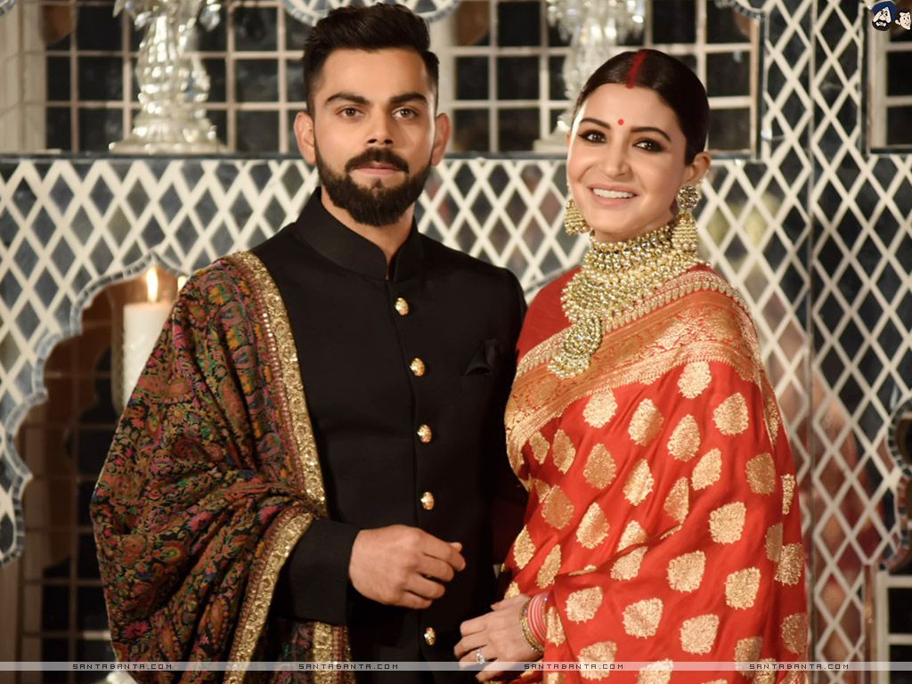 Virat Kohli & Anushka Sharma posing at their Wedding Reception at Taj Diplomatic Enclave, New Delhi