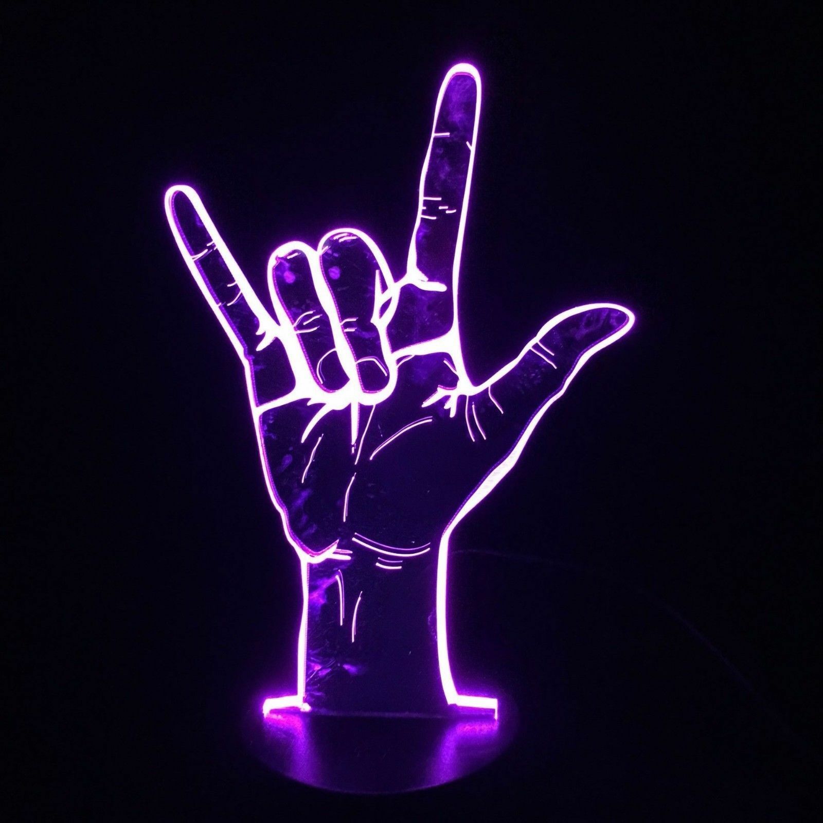 I Love You Sign Language USB LED Hologram Night Light 3D Optical Illusion. Neon wallpaper, Purple wallpaper iphone, Neon art