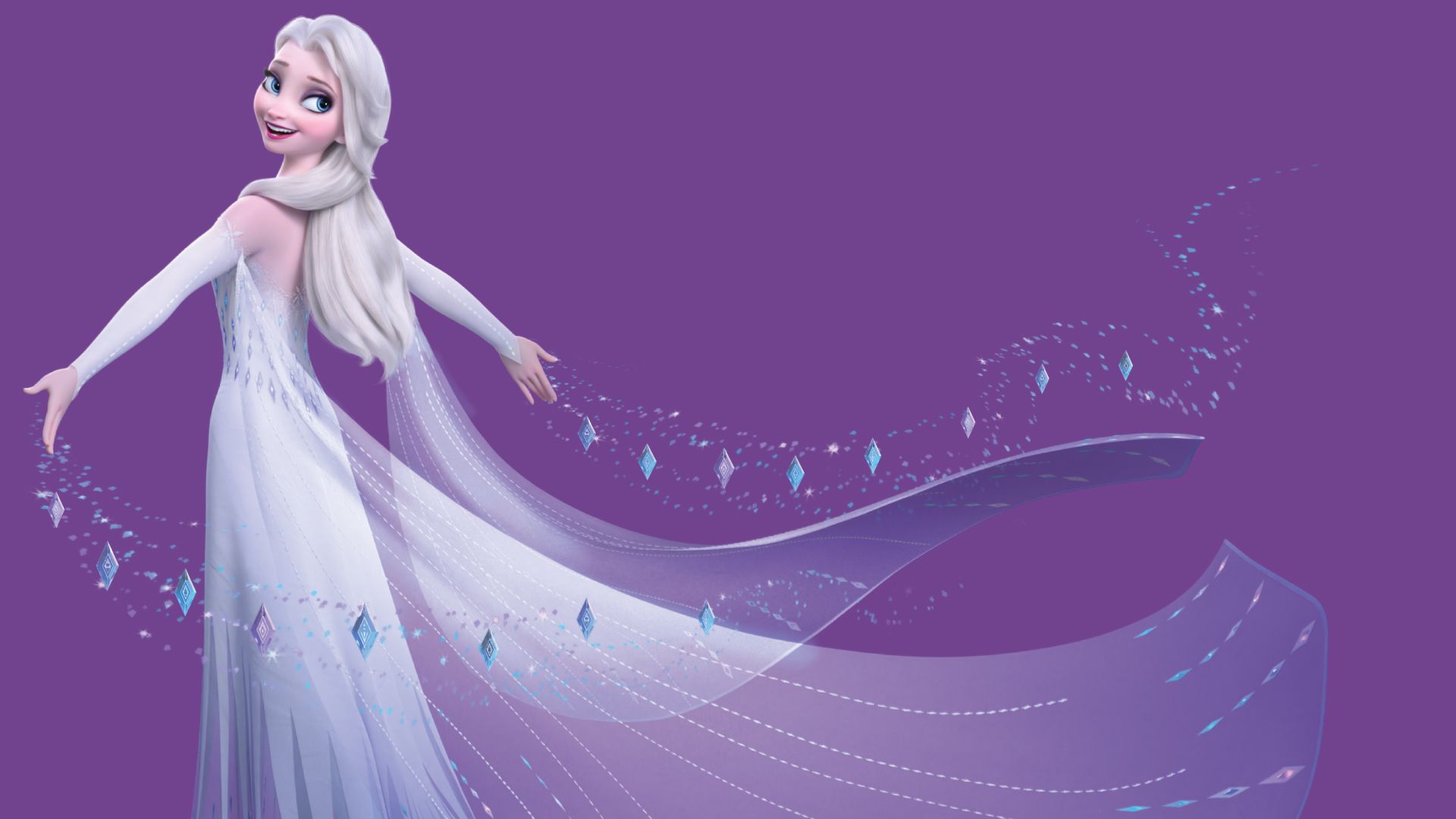 Frozen 2 Elsa in white dress with hair down new official big images