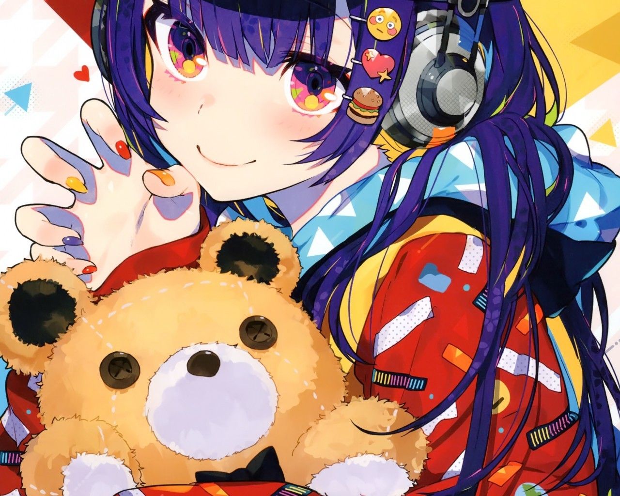 Sad Anime Girl Holding Teddy Bear