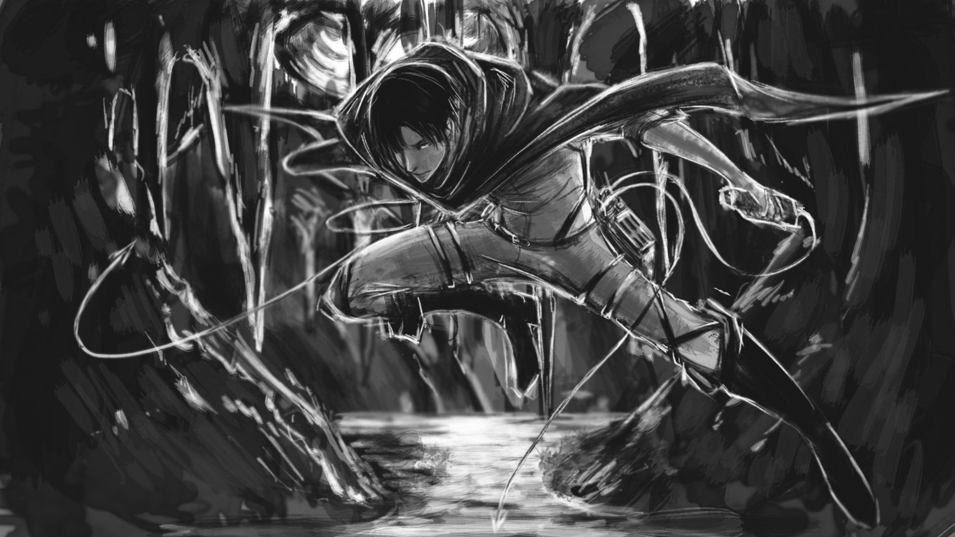 Attack On Titan Black And White Wallpapers Wallpaper Cave
