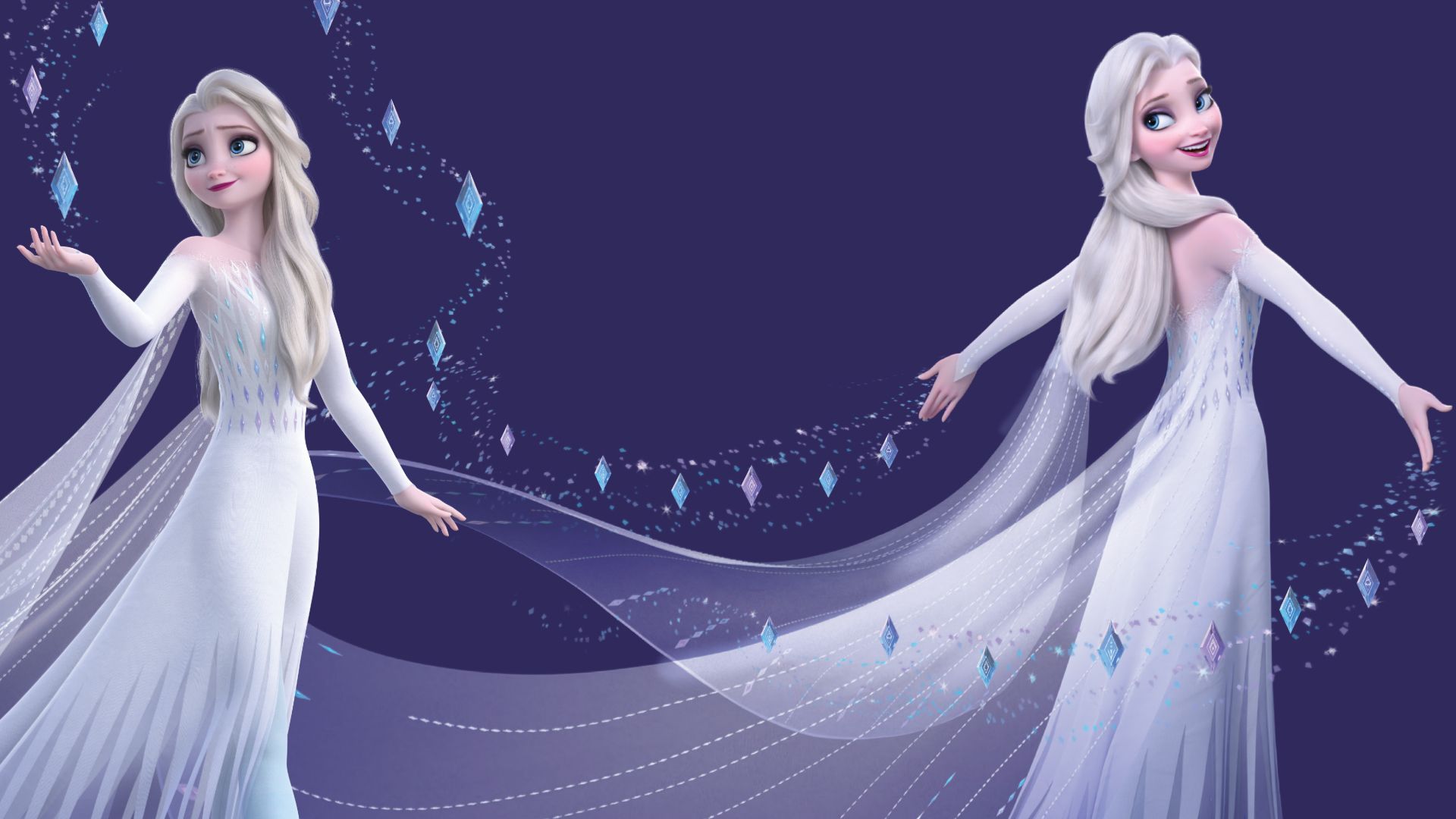 new Frozen 2 HD wallpaper with Elsa in white dress and her hair down and mobile