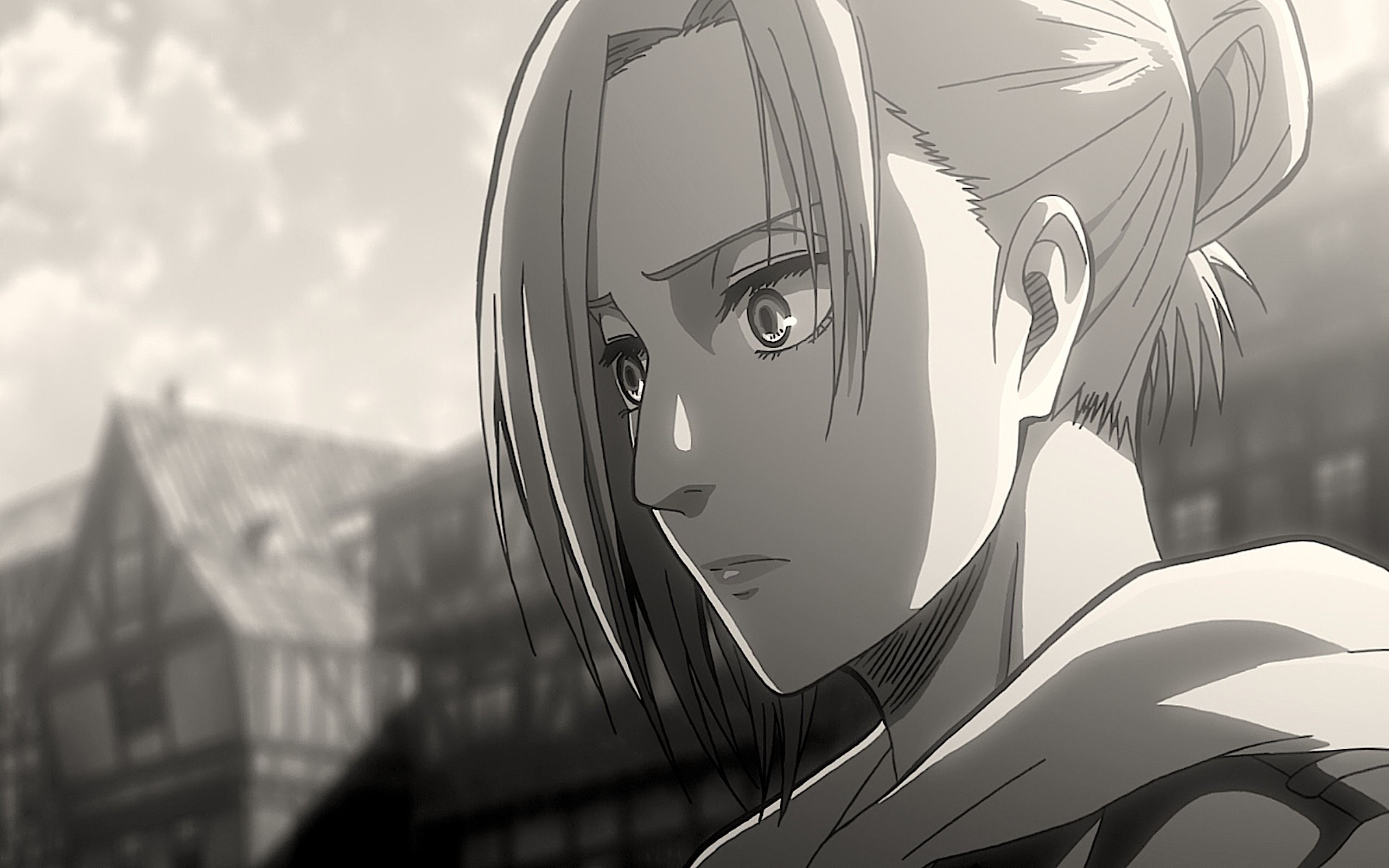Download wallpaper from anime Attack On Titan with tags: Black & White, Linux, Annie Leonhart, Shingeki No Kyojin
