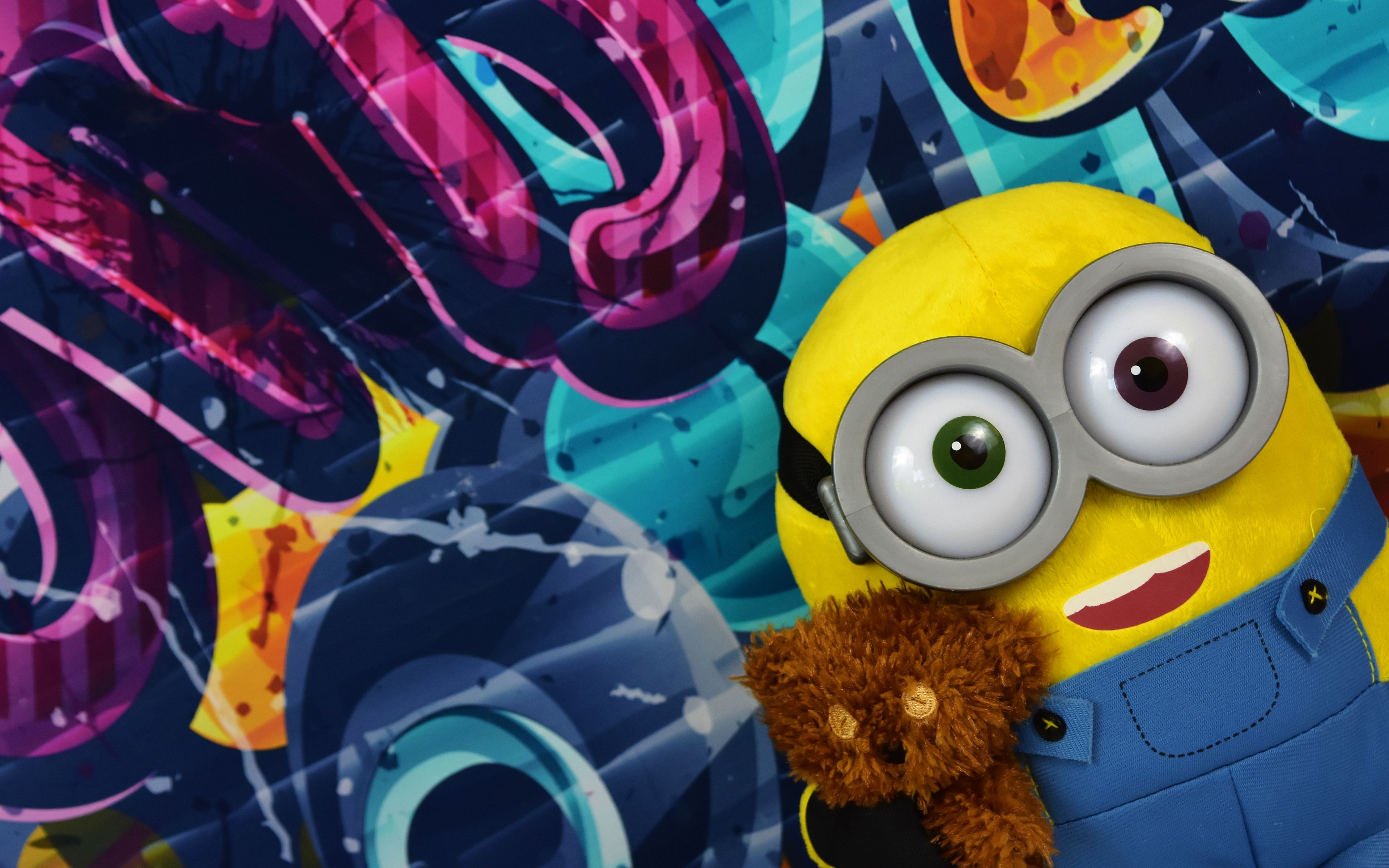 Download Wallpaper 4k, Minion, Graffiti, Toys, Minions, Despicable Me, 3D Animation For Desktop With Resolution 3840x2400. High Quality HD Picture Wallpaper