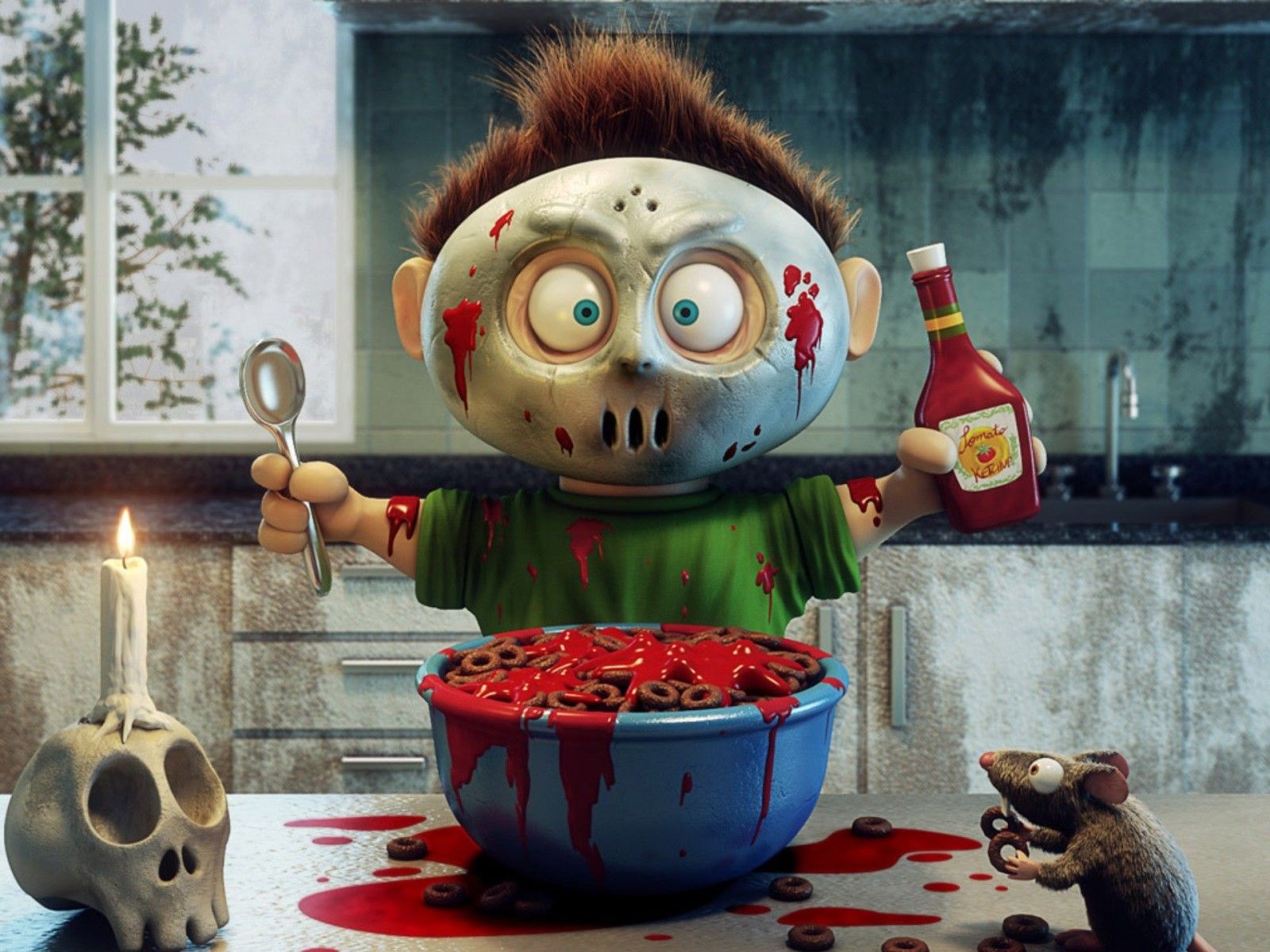 Wallpaper, 1920x1440 px, blood, boy, cartoon, Halloween, horror, humor, Killer, mask, skull 1920x1440