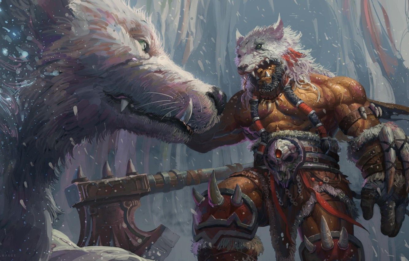 Wallpaper Figure, Warrior, Wolf, Blizzard, Art, Orc, WarCraft, Illustration, Characters, Horde, Durotan, Durotan, Game Art, Ord, by Aboy Ningthouja, Aboy Ningthouja image for desktop, section игры