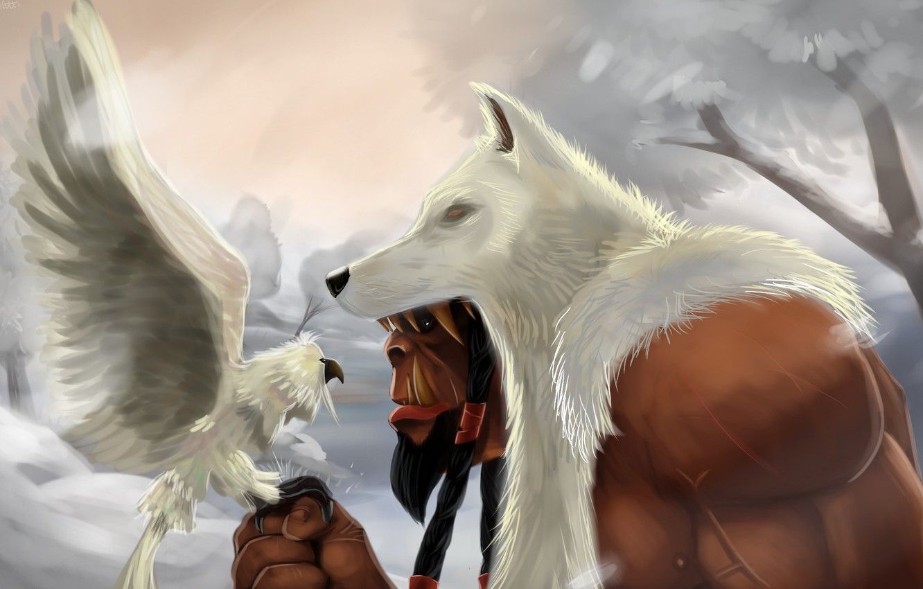 Wallpaper bird, Orc, wow, world of warcraft, ork, Horde, Horde, Durotan, warlords of draenor, durotan, frost wolf, the leader of the Frostwolf clan, of maghar image for desktop, section игры