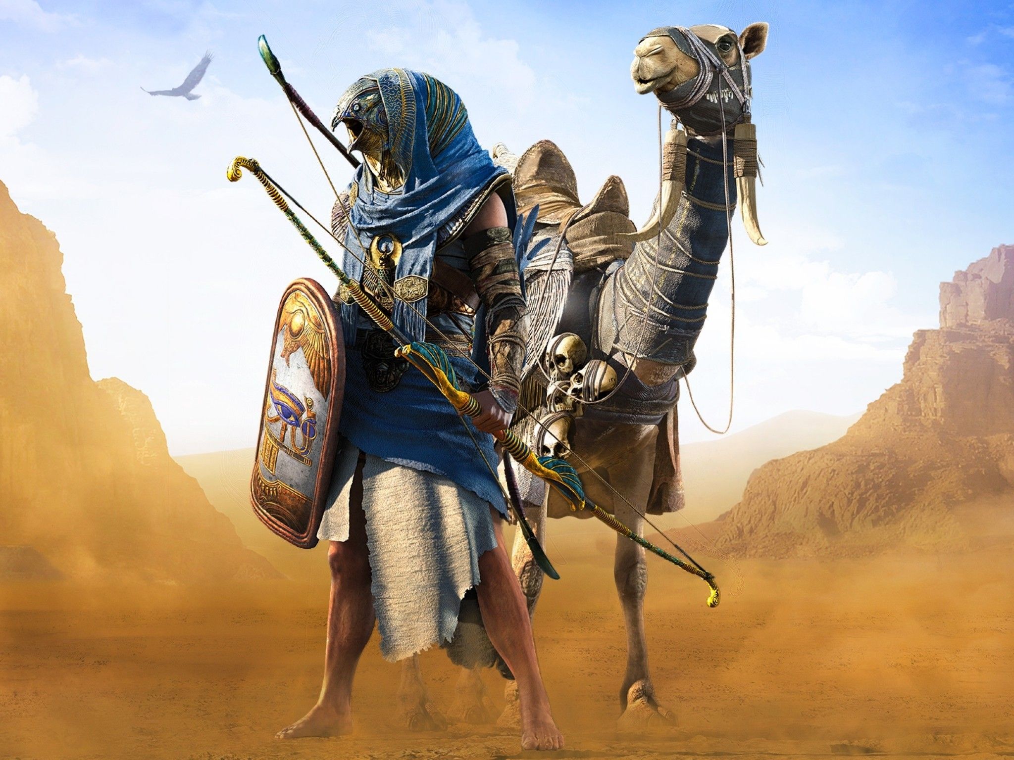 Download 2048x1536 Assassin's Creed: Origins, Horus, Desert, Camel Wallpaper for Ainol Novo 9 Spark