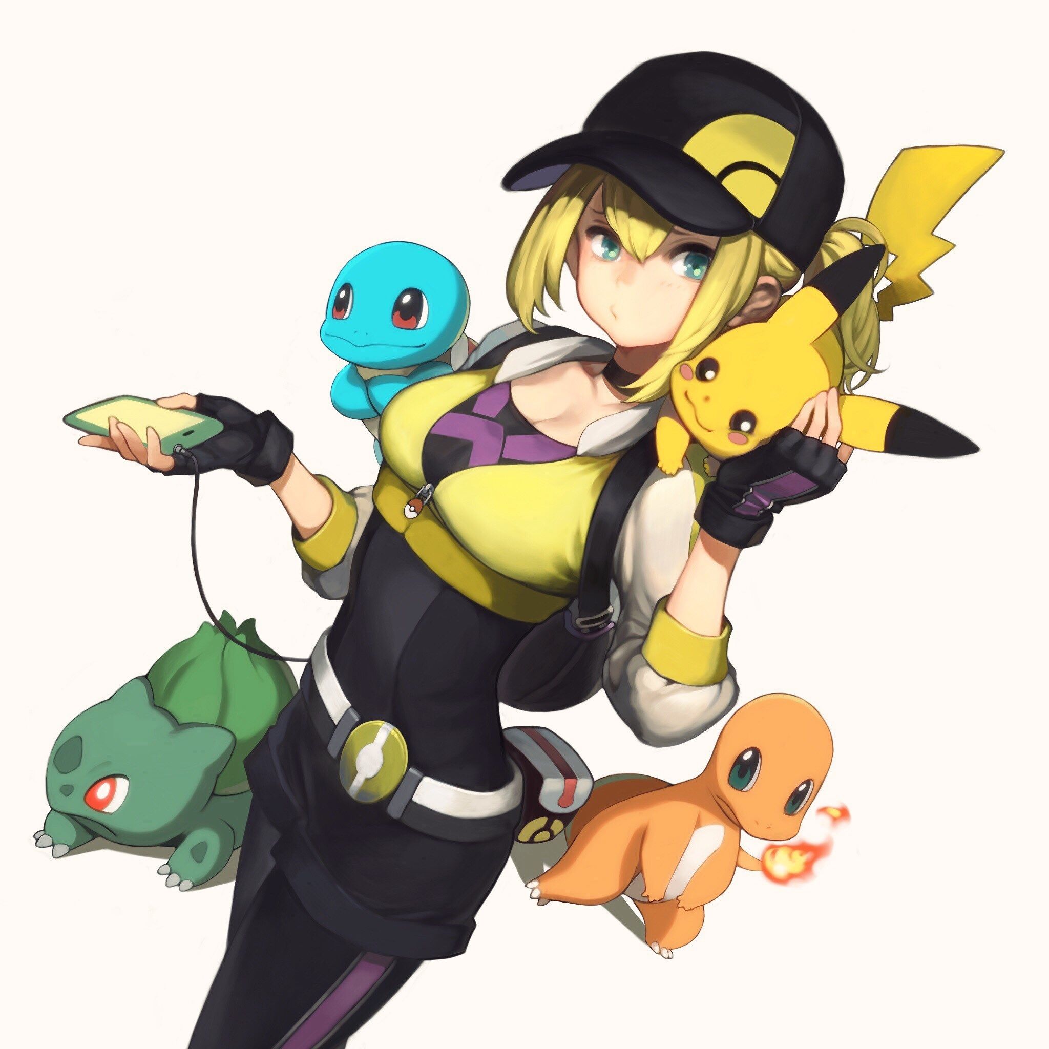 Wallpaper Pikachu, Pokemon, Bulbasaur, Charmander, Squirtle, Lillie