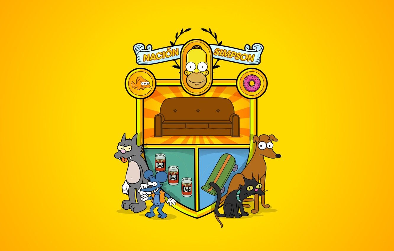 Wallpaper The simpsons, Figure, Sofa, Logo, Homer, Simpsons, Bart, Coat of arms, Animals, Art, Snow, Cartoon, The Simpsons, Homer Simpson, Homer Simpson, Homer image for desktop, section минимализм