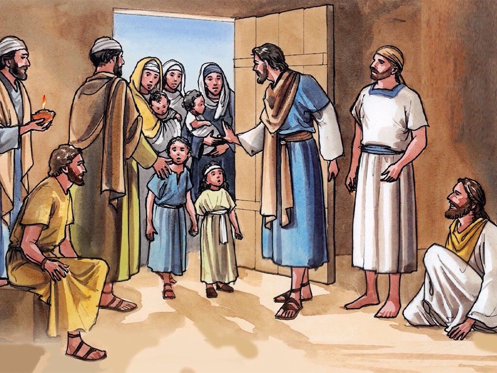 FreeBibleimage - Jesus Welcomes Little Children - Jesus Reprimands His Disciples For Preventing Children Coming To Him For Blessing (Luke 18:15 17)