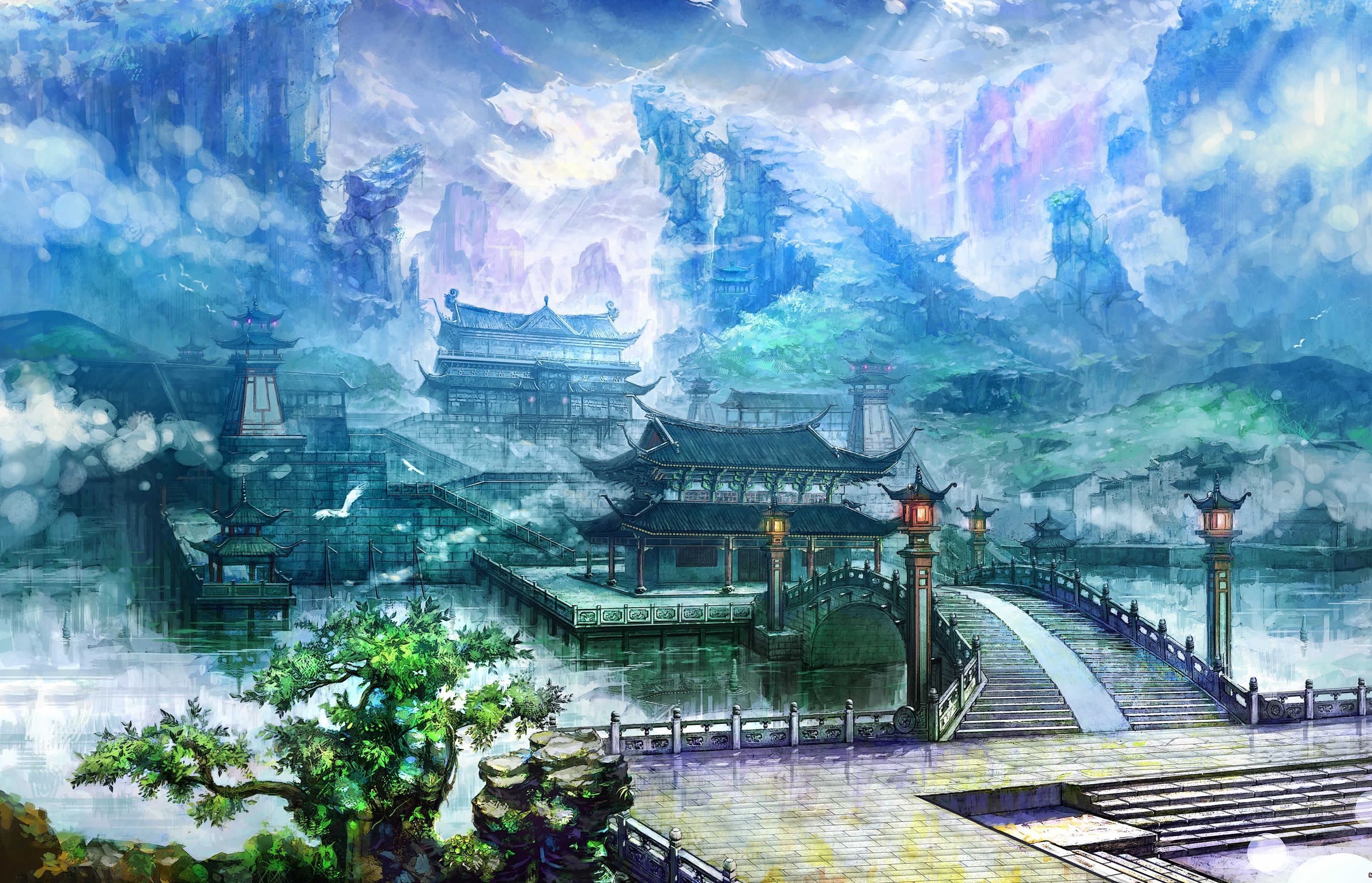 Chinese landscape, Chinese landscape painting, Fantasy landscape