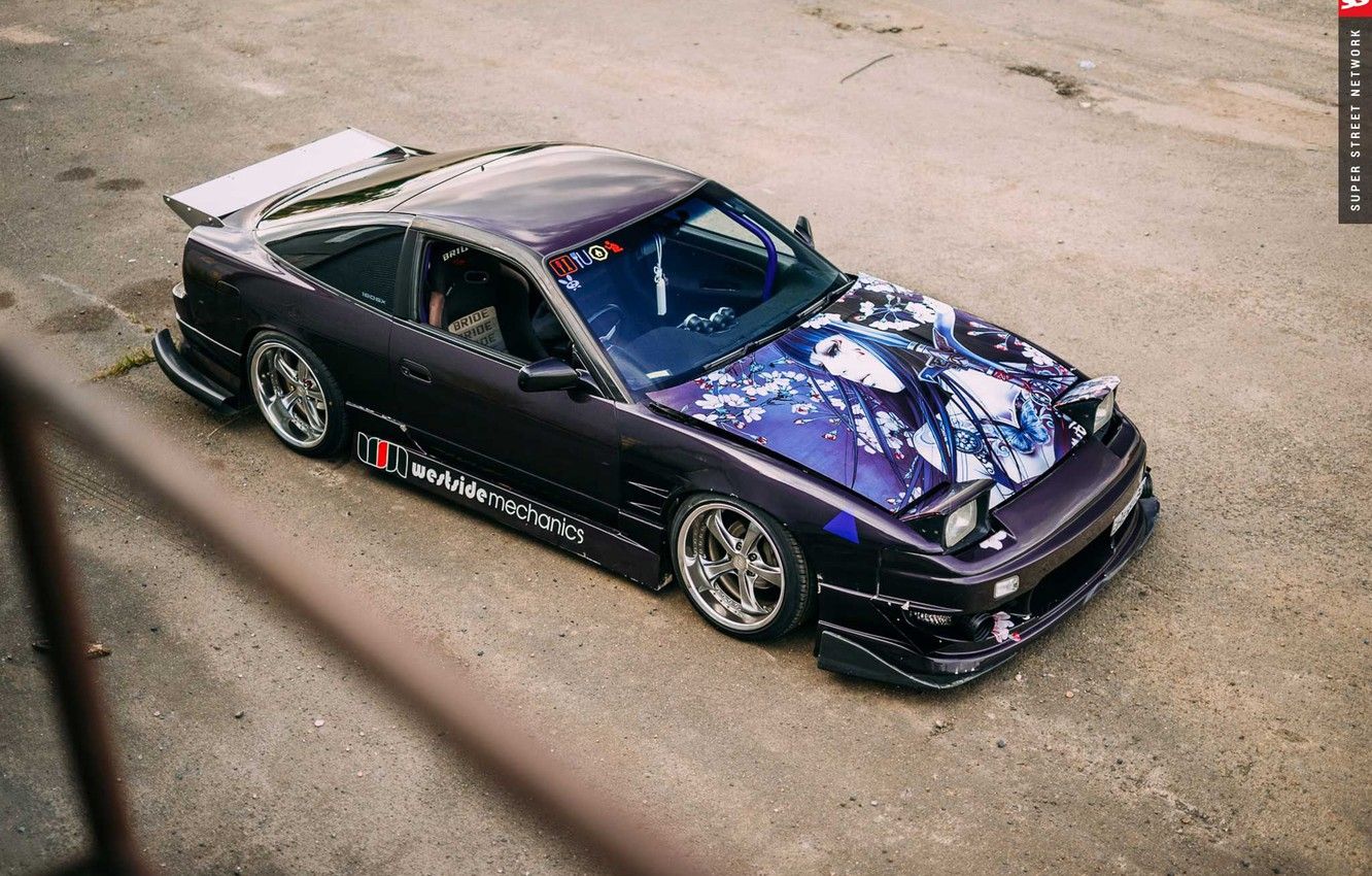 Wallpaper Nissan, 180SX, hood, 1994, Itasha image for desktop, section nissan
