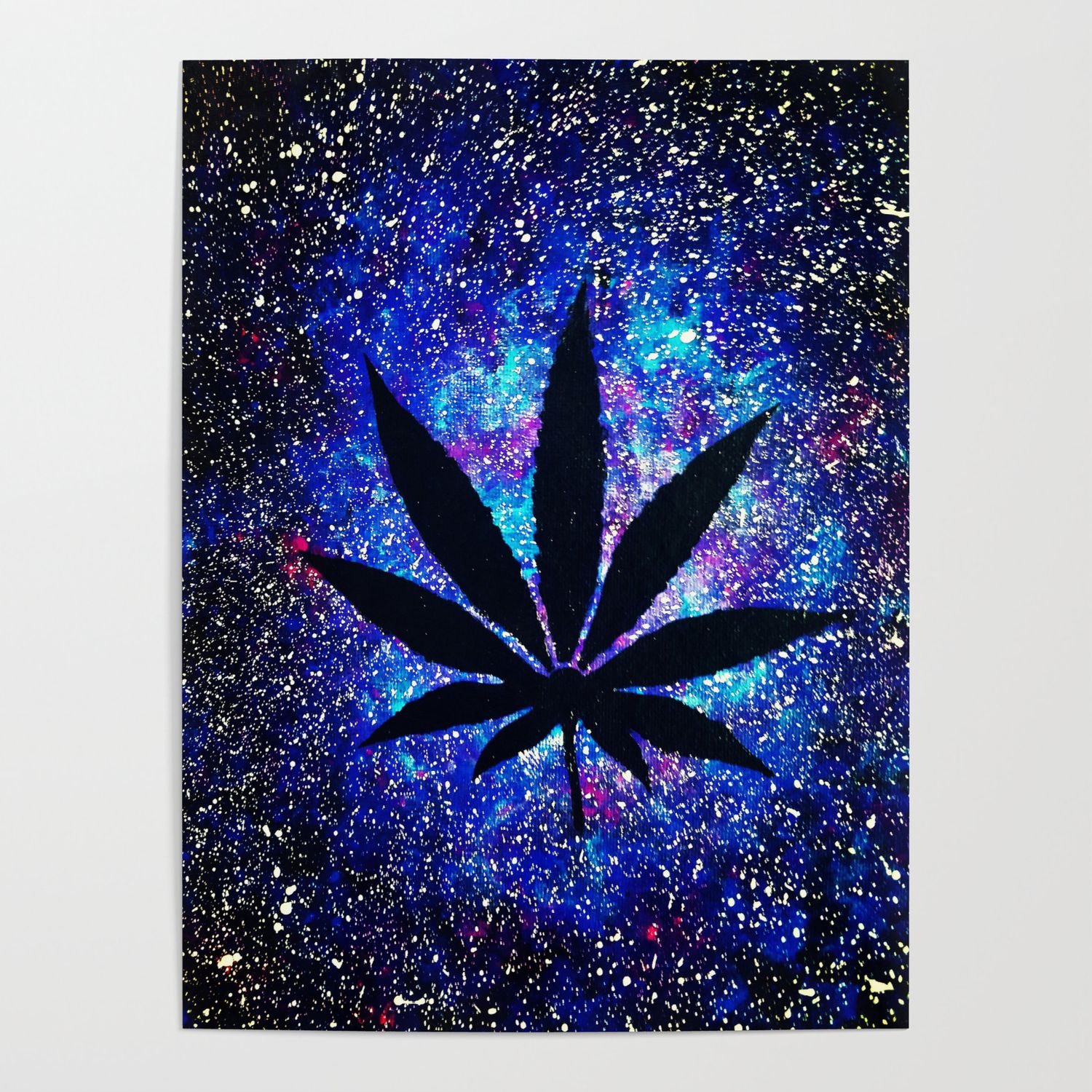 Galaxy Weed Leaf Poster