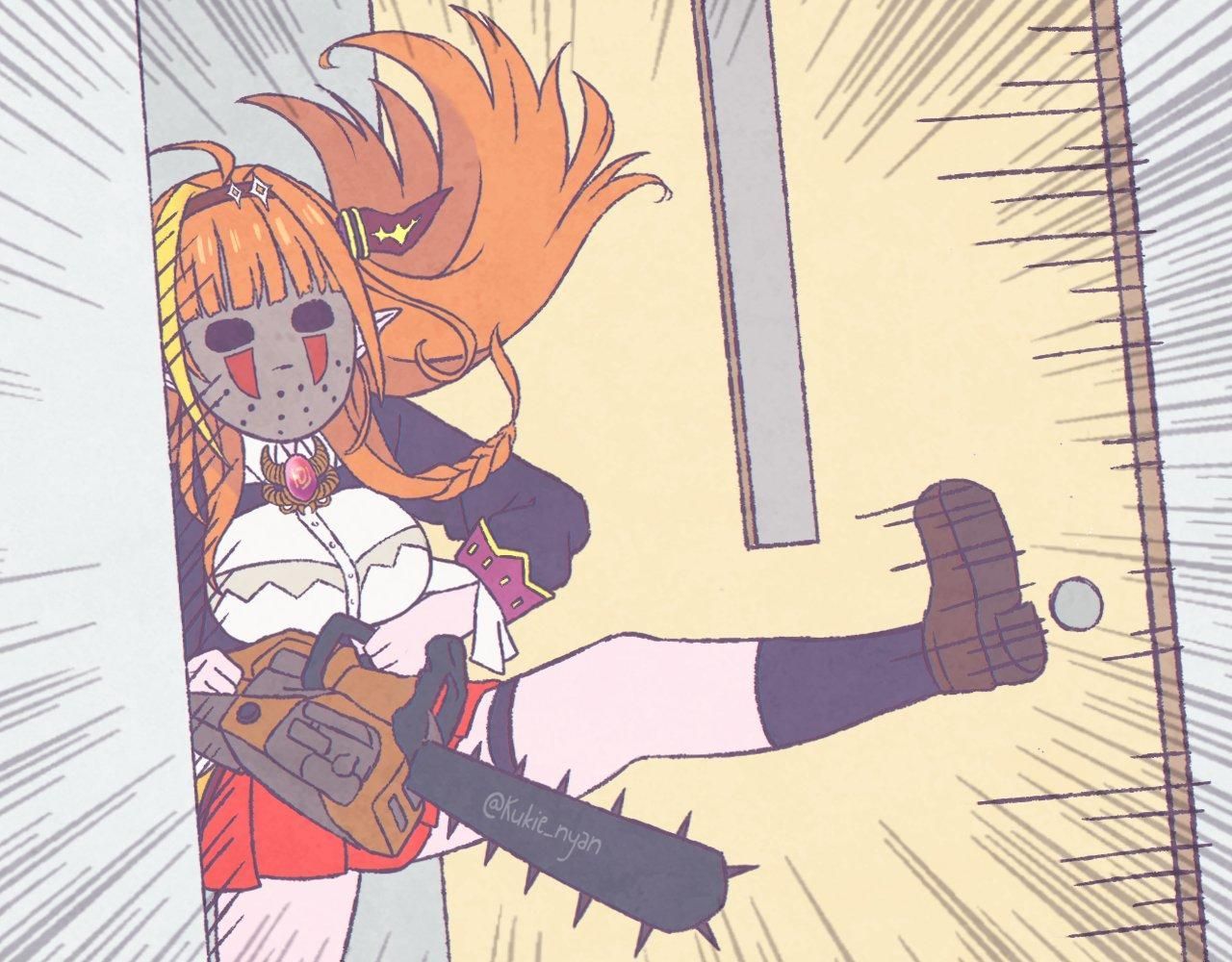 Coco with a Chainsaw. Kiryu Coco. Kiryu, Anime funny, Anime