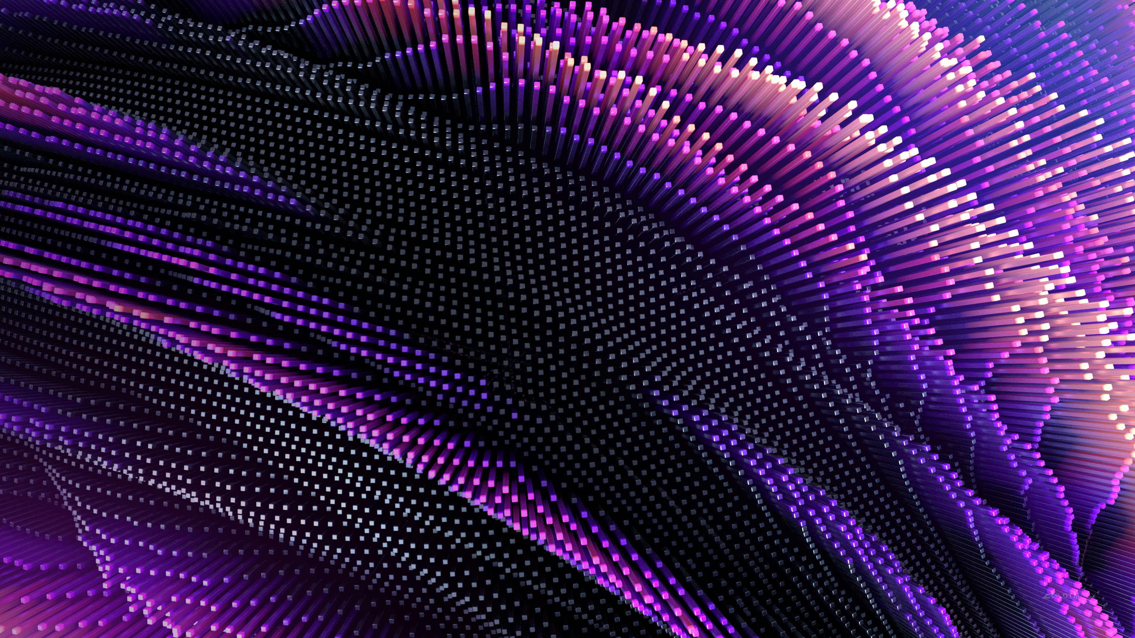 Abstract, Purple, Neon, 4K, Waves