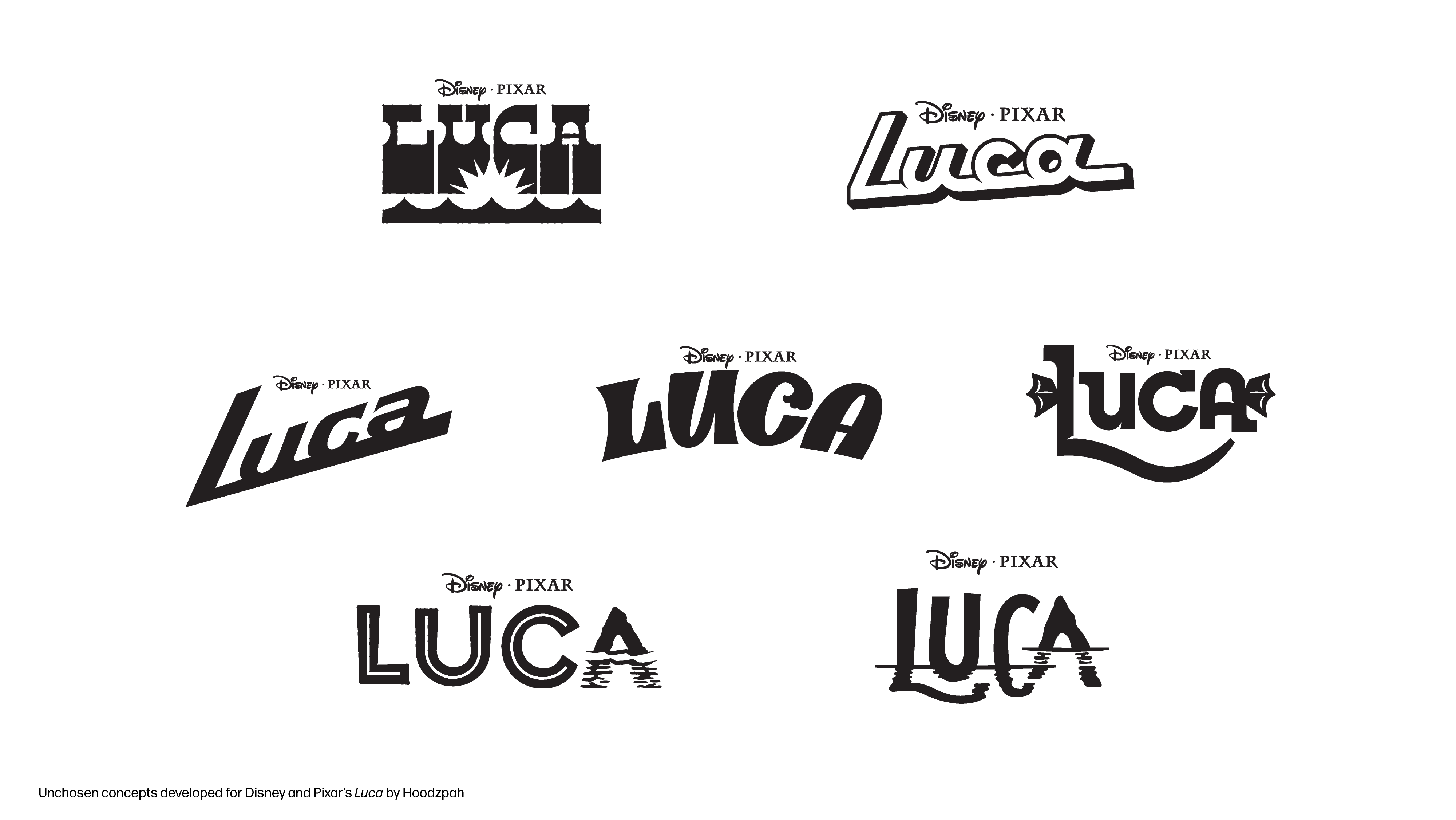Title Treatment Concepts for Disney and Pixar's Luca % %