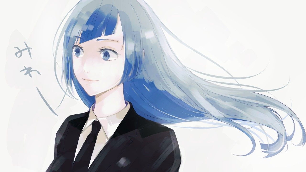 Blue Eyes Blue Hair Girl Jujutsu Kaisen Kasumi Miwa Long Hair In White Background HD Jujutsu Kaisen Wallpaper</a> Wallpaper