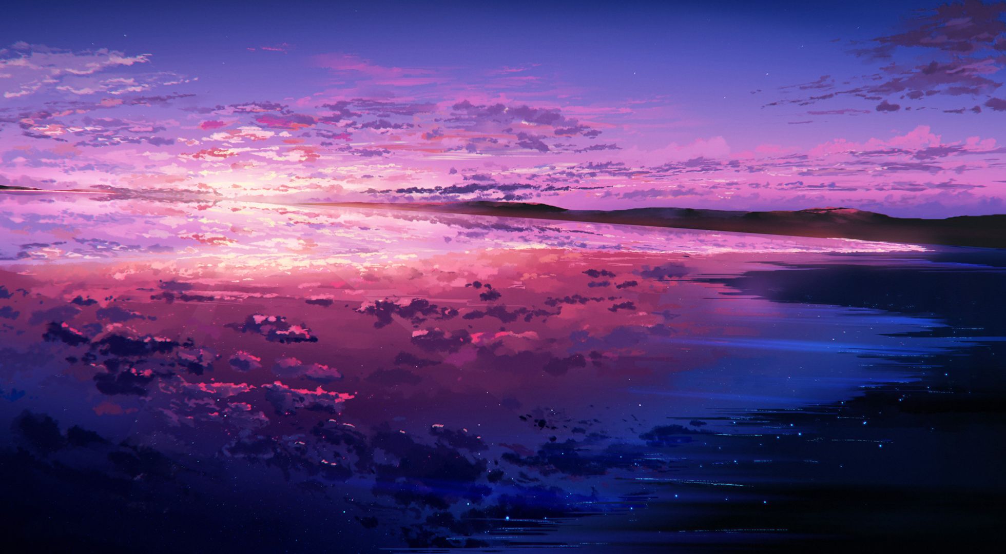 Purple Sunset Reflected in the Ocean