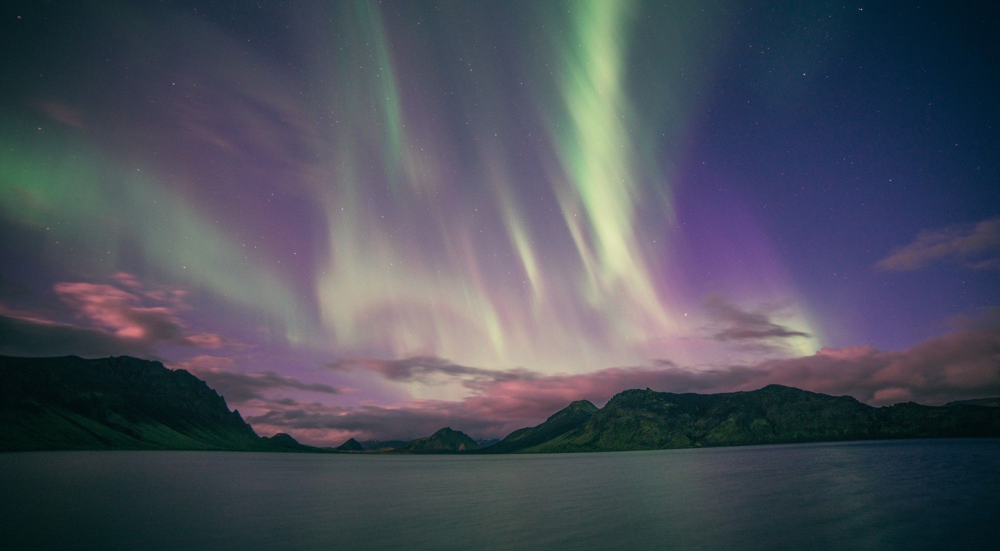 Download 1960x1080 Northern Lights, Aurora, Stars, Sky, Night Wallpaper