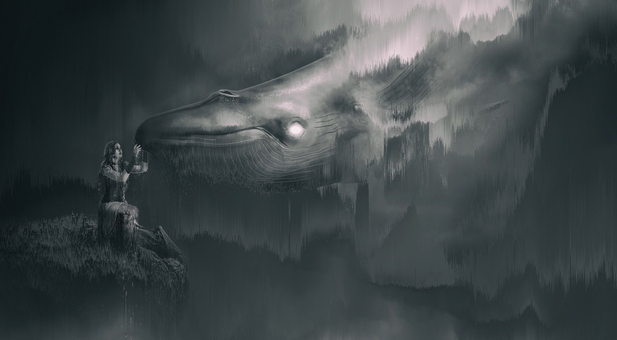 Download 1960x1080 Fantasy Creature, Woman, Dark, Painting Wallpaper