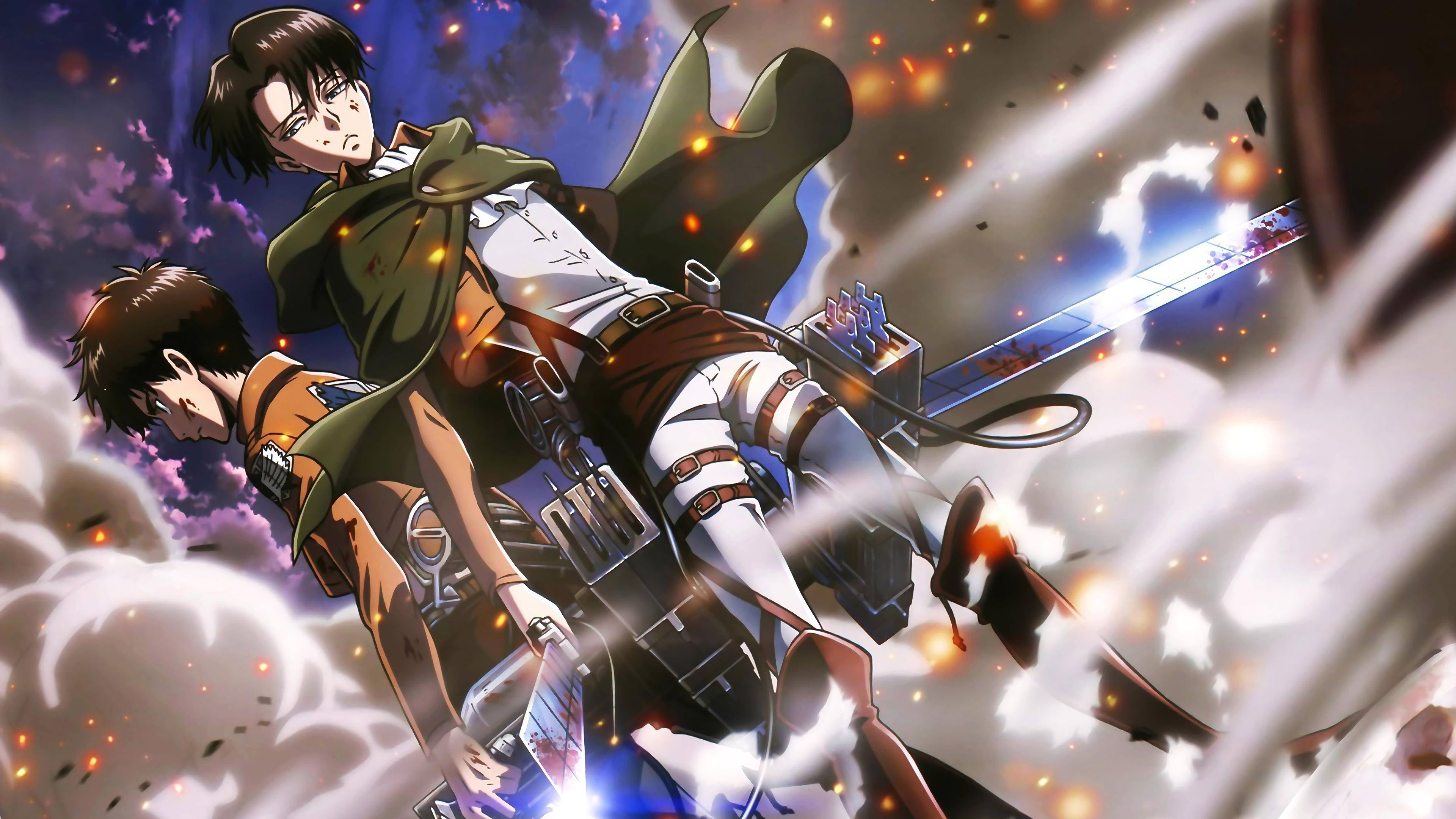 Levi and Eren Yeager Attack on Titan Shingeki no Kyojin 4K. Attack on titan, Anime computer wallpaper, HD background