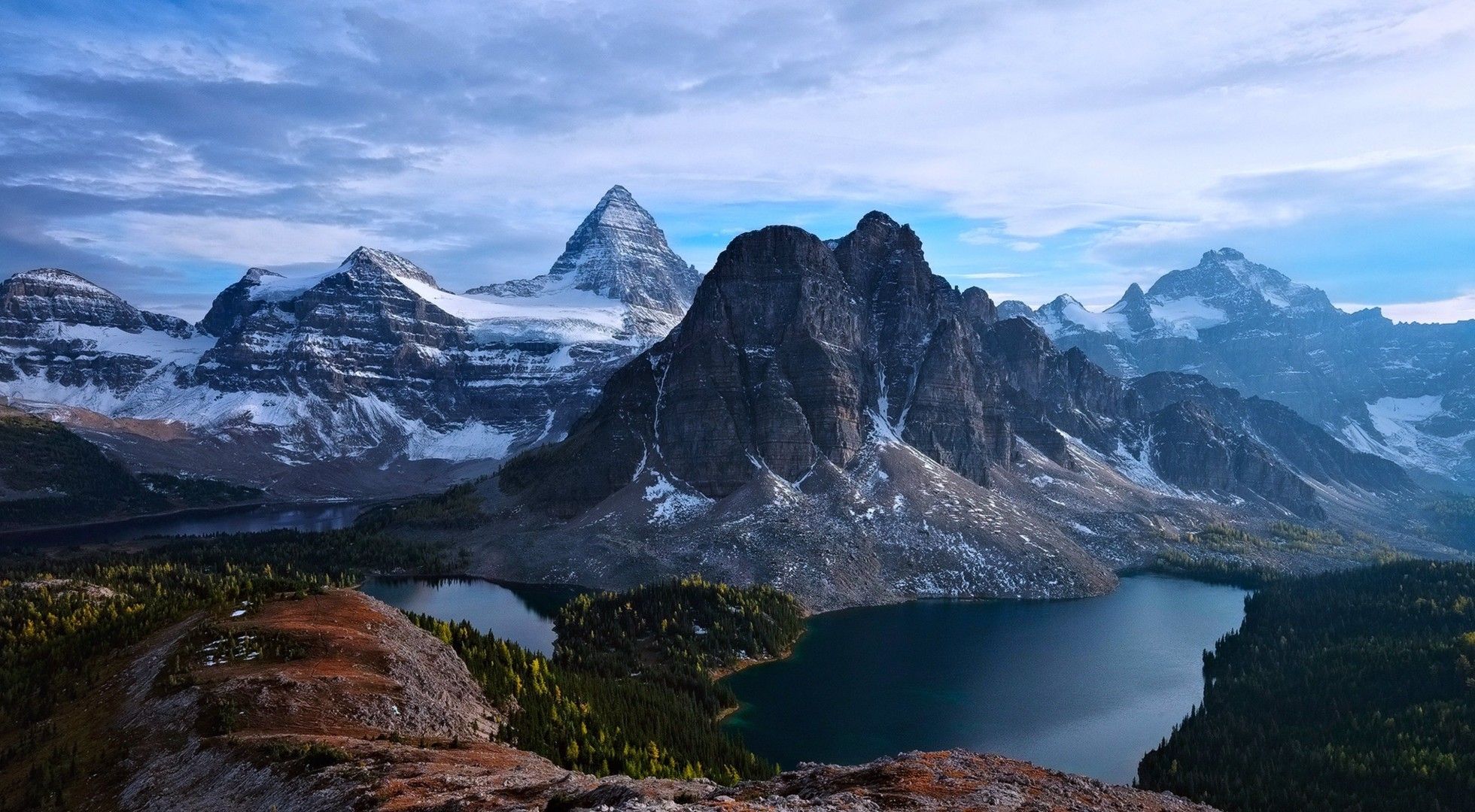 Download 1960x1080 Mount Assiniboine, Canada, Lake, Sky Wallpaper